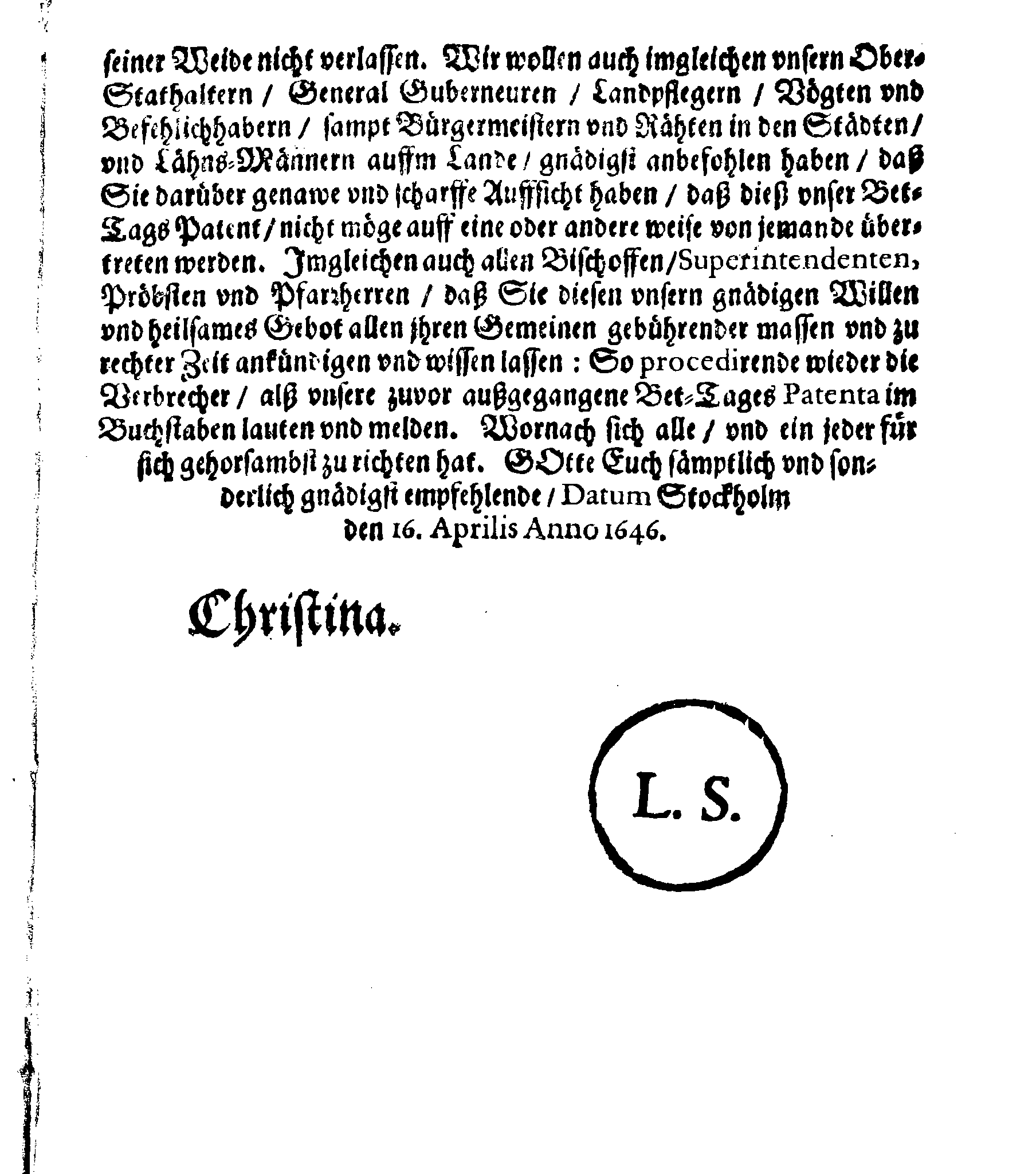 [Kuninganna Kristiina korraldus]