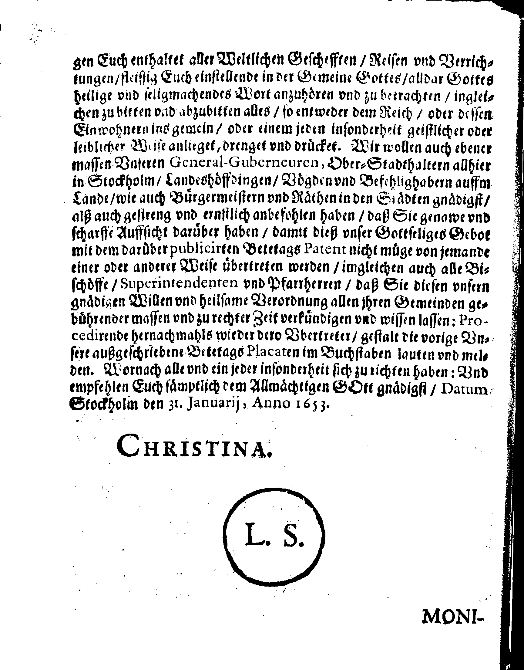 [Kuninganna Kristiina korraldus]