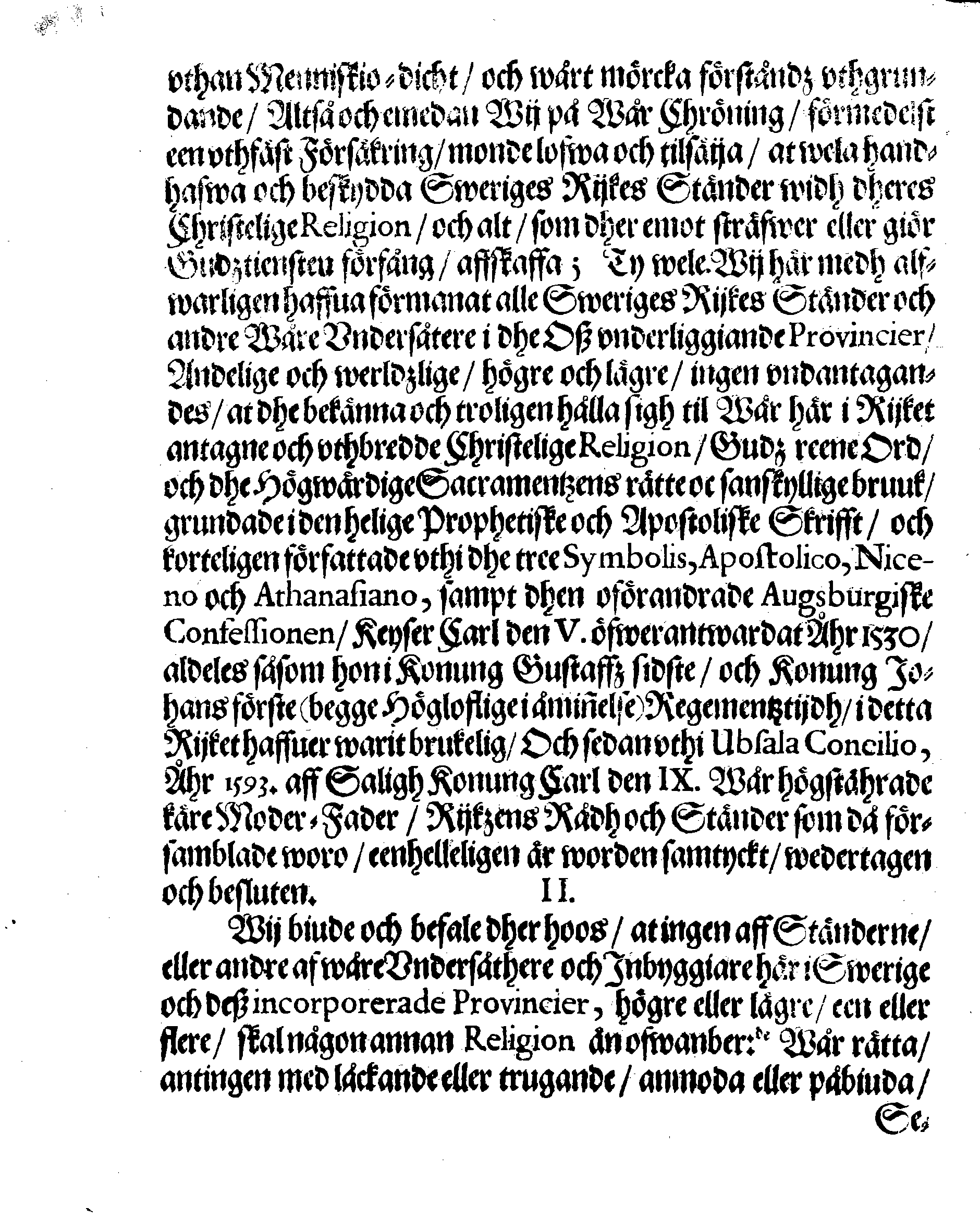 Kongl. May:tz STADGA, Om Wår Christelige Religions rätta öffning och Conservation