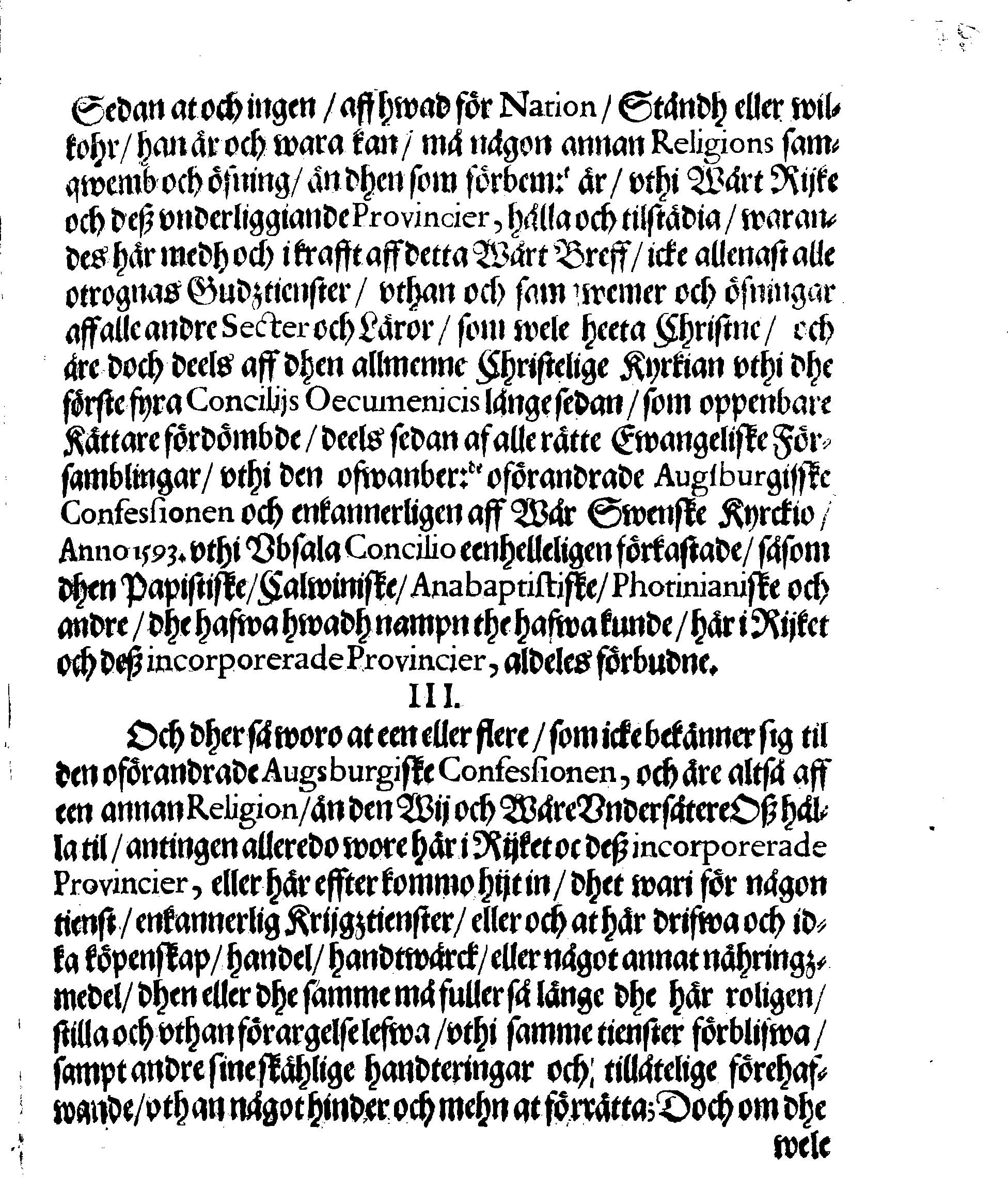 Kongl. May:tz STADGA, Om Wår Christelige Religions rätta öffning och Conservation