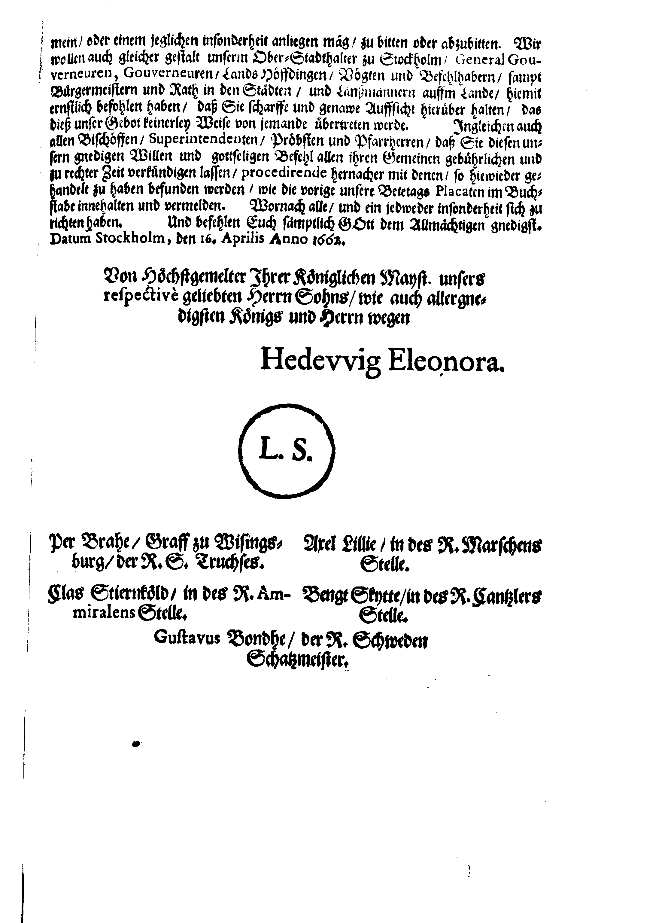 [Kuningas Karl XI eestkostevalitsuse korraldus]