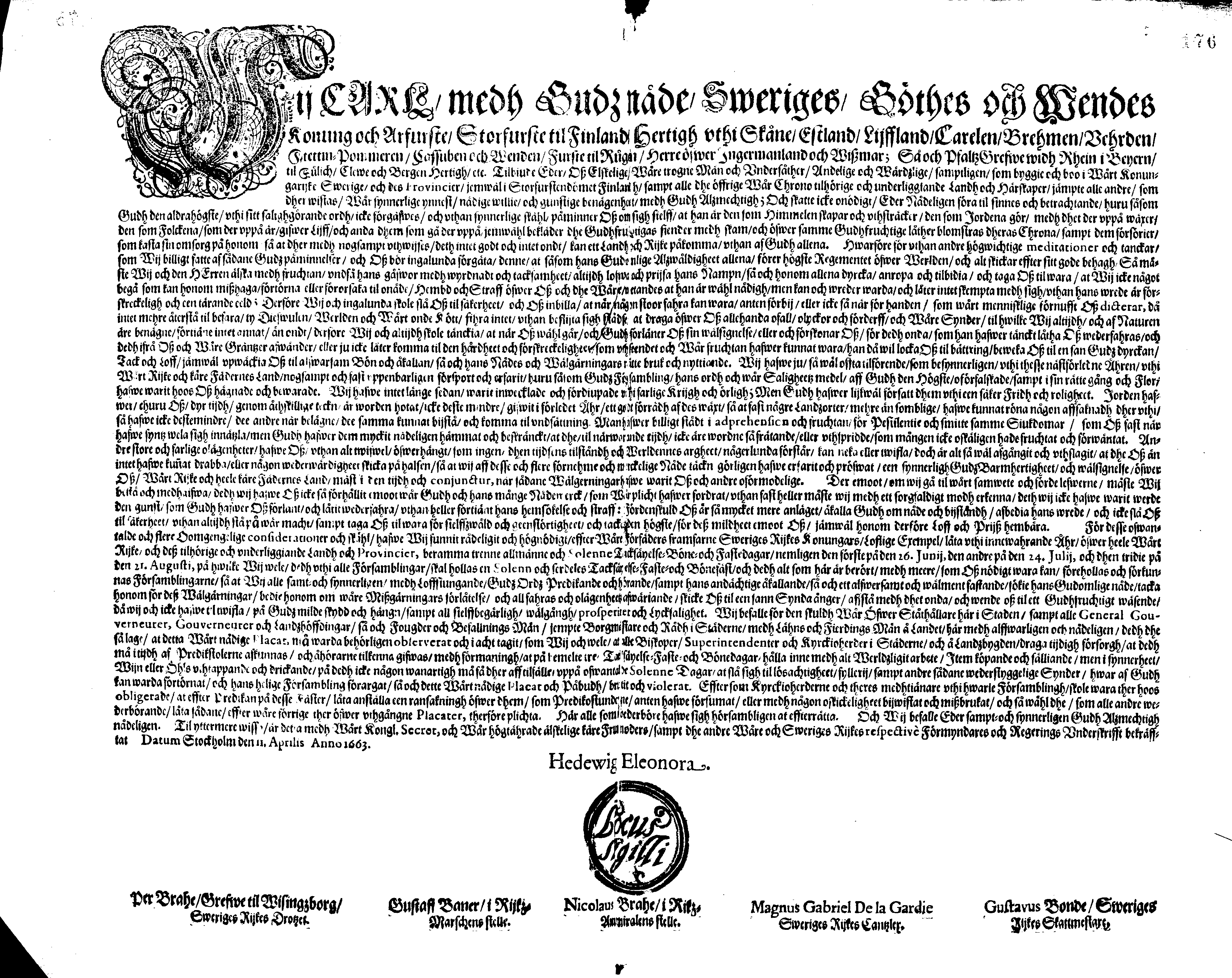 [Kuningas Karl XI eestkostevalitsuse korraldus]