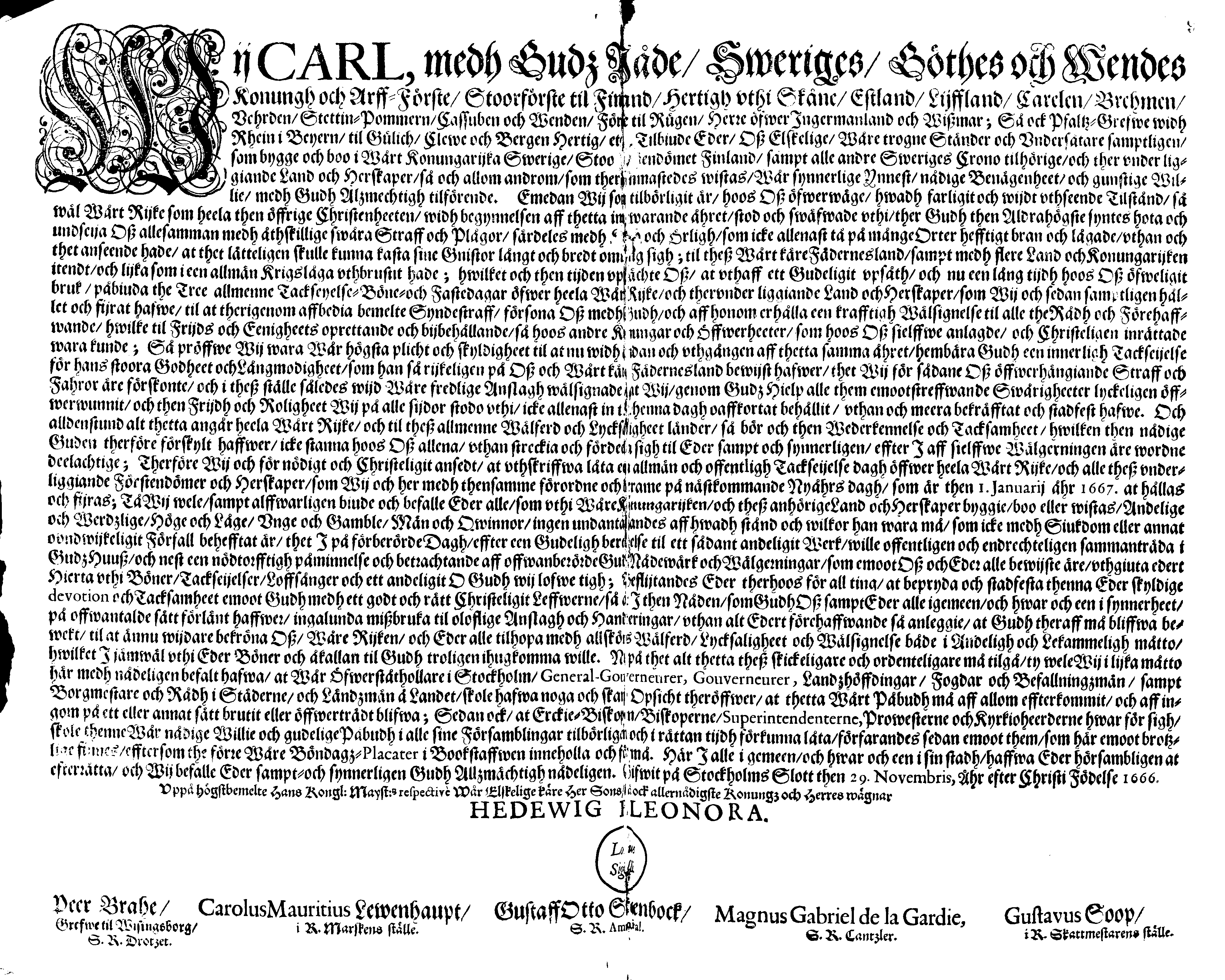 [Kuningas Karl XI eestkostevalitsuse korraldus]