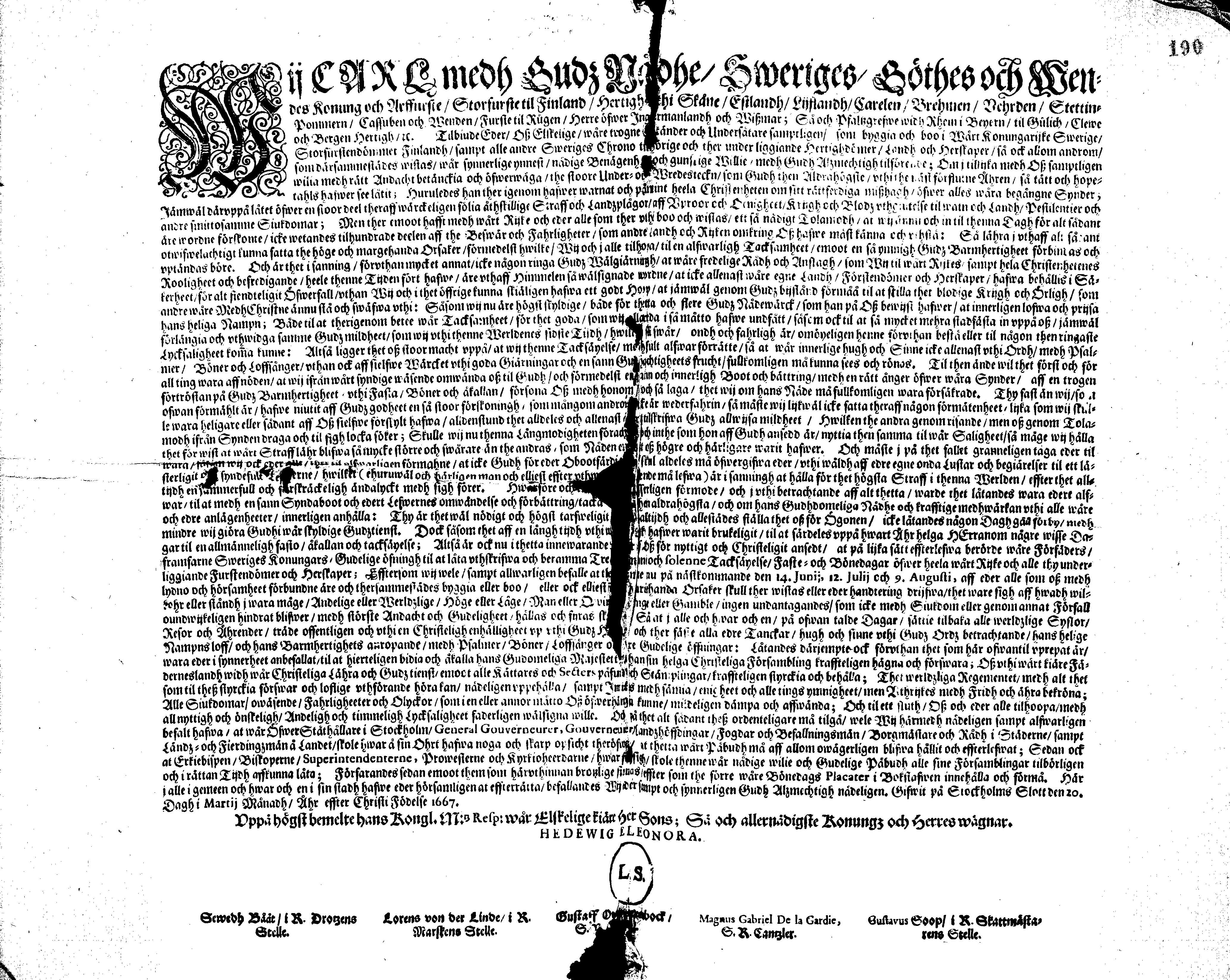 [Kuningas Karl XI eestkostevalitsuse korraldus]