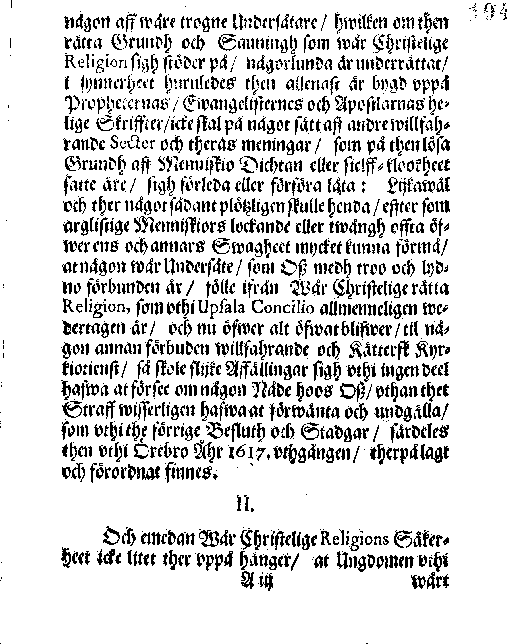 Kongl. Mayst.tz RELIGIONS PLACAT