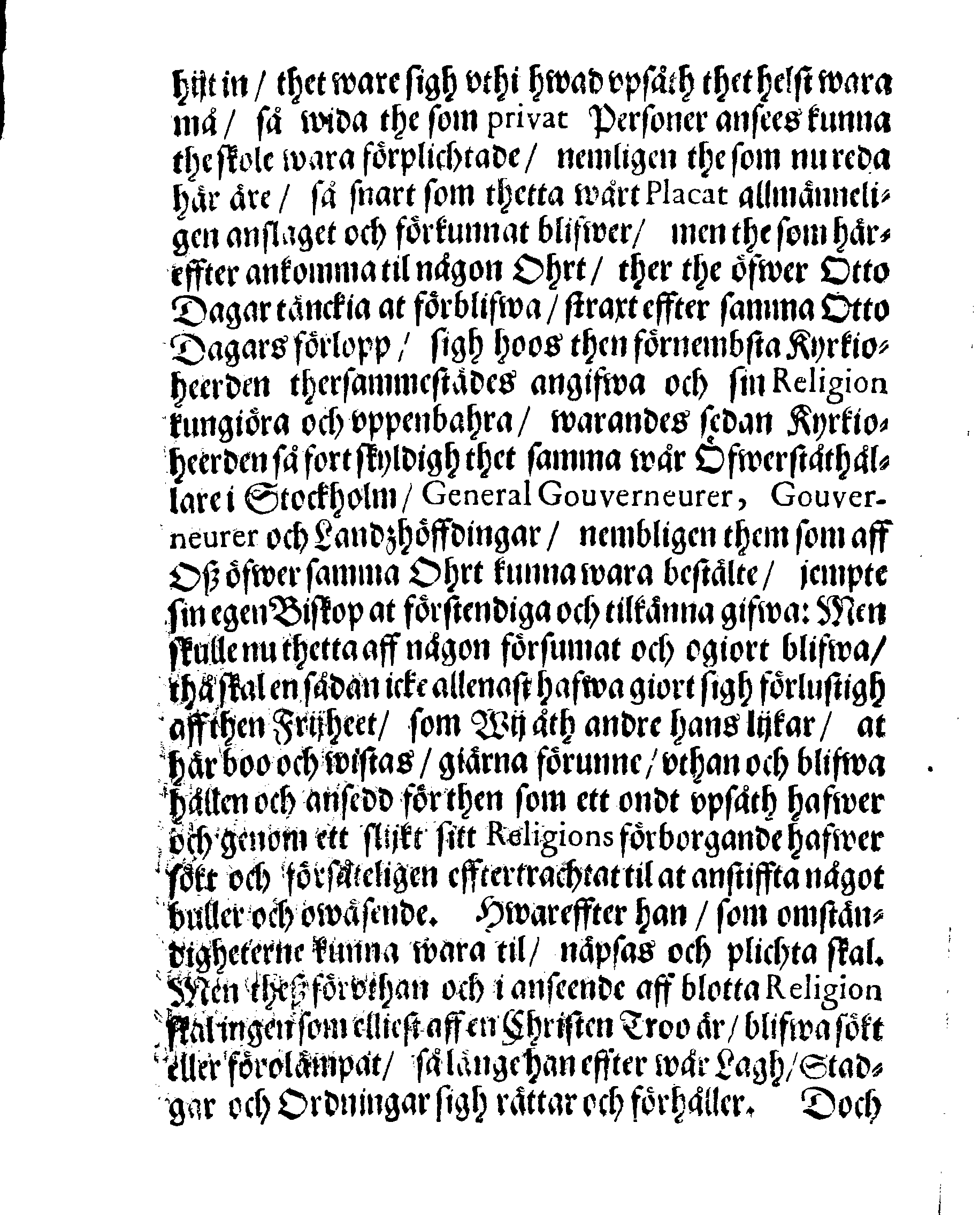 Kongl. Mayst.tz RELIGIONS PLACAT