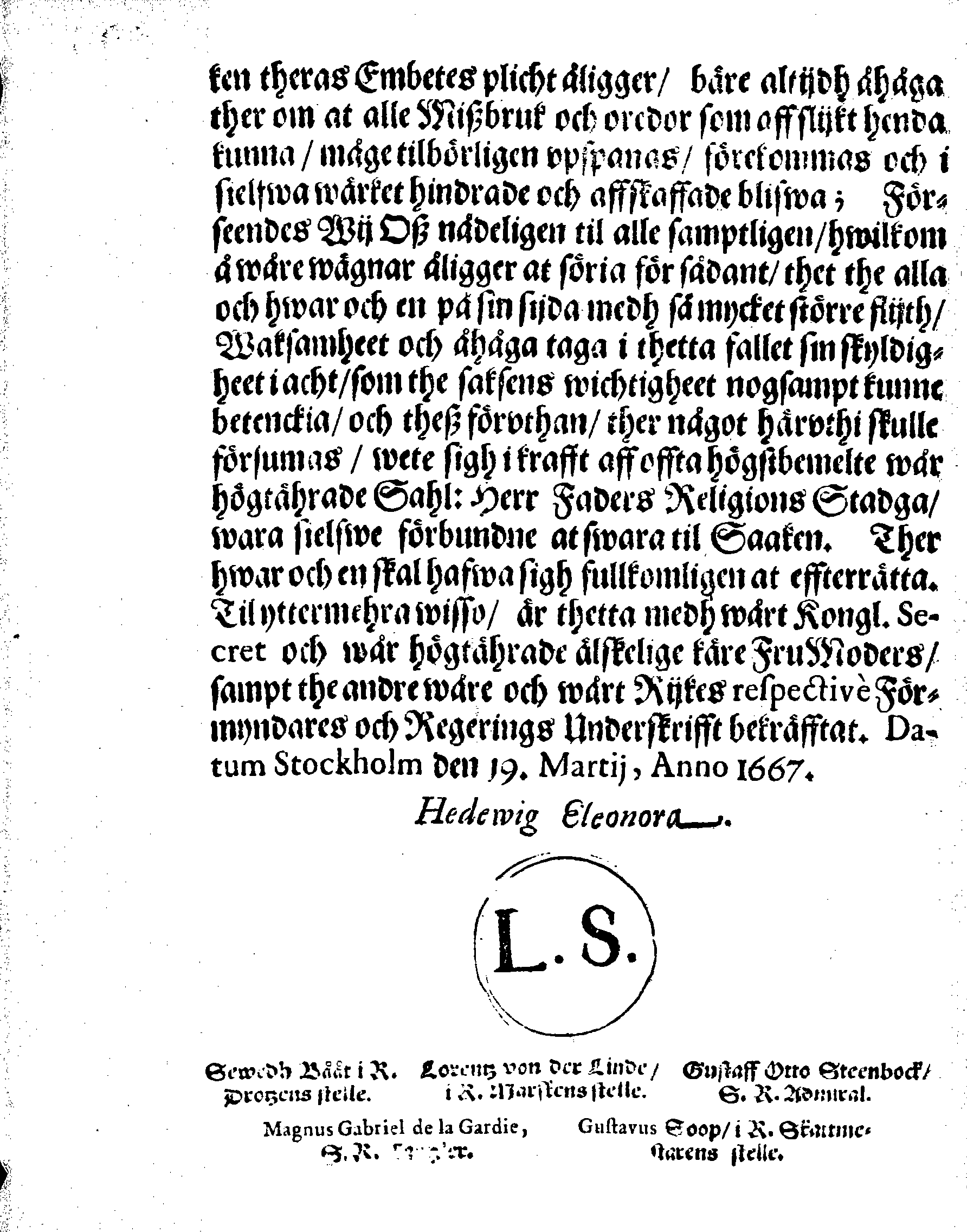 Kongl. Mayst.tz RELIGIONS PLACAT