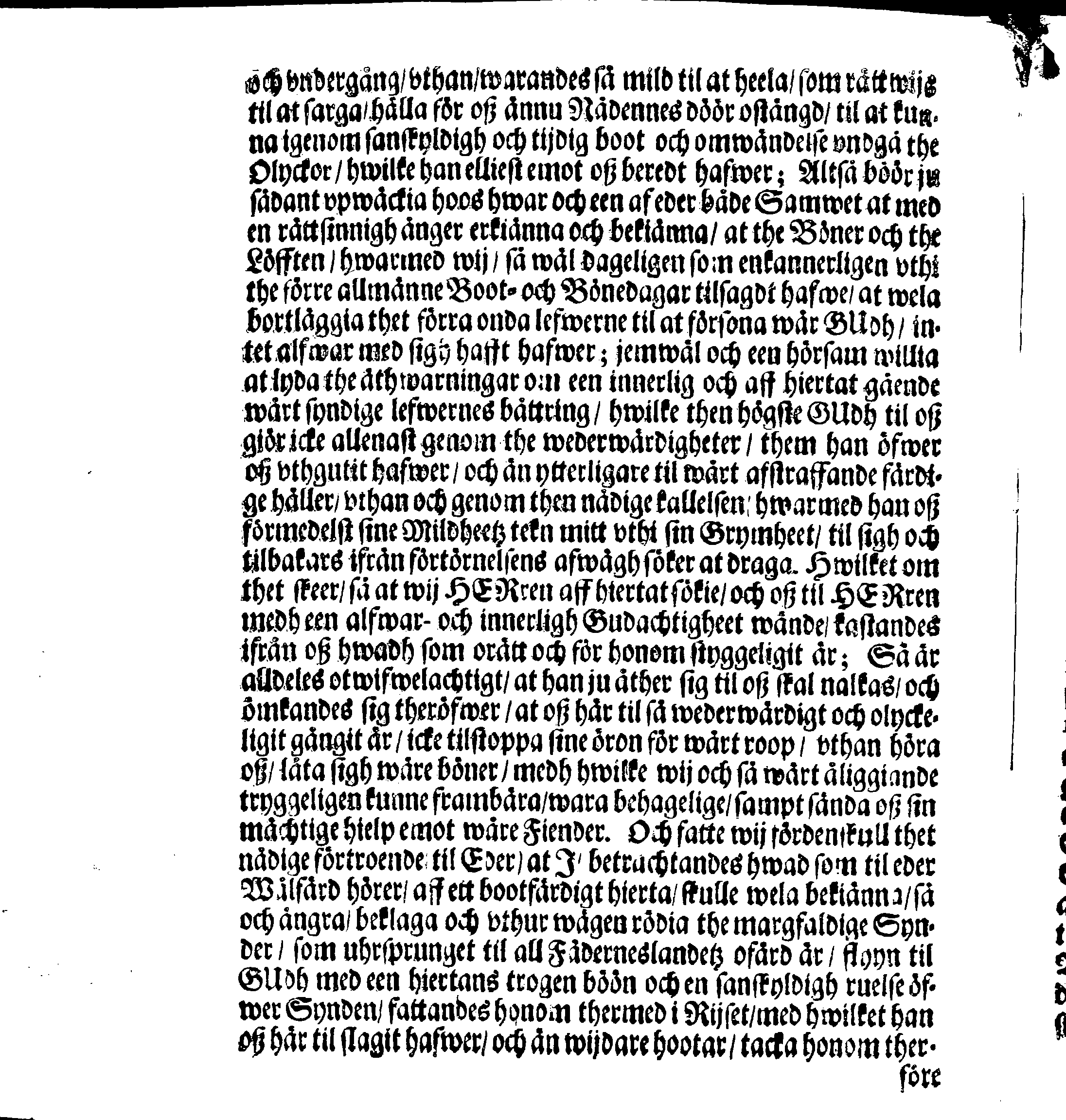 Kongl. May:tz PLACAT, Om Fyra Allmen-Solenne Tacksäyelse-Faste- och Bönedagar, som uthi innewarande Åhr öfwer hela Swerige, och thes underliggiande Provincier, jämwäl StoorFörstendömet Finland, sampt Est-Lijf- och Ingermanland, hållas och fijras skole