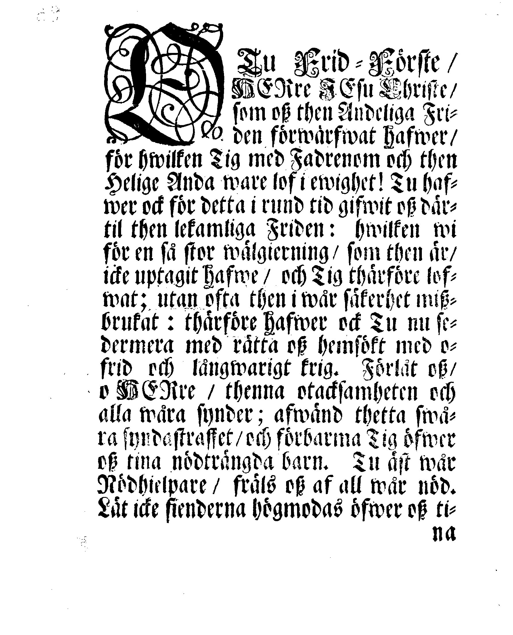 BÖN wid påstående Krigs-Tider