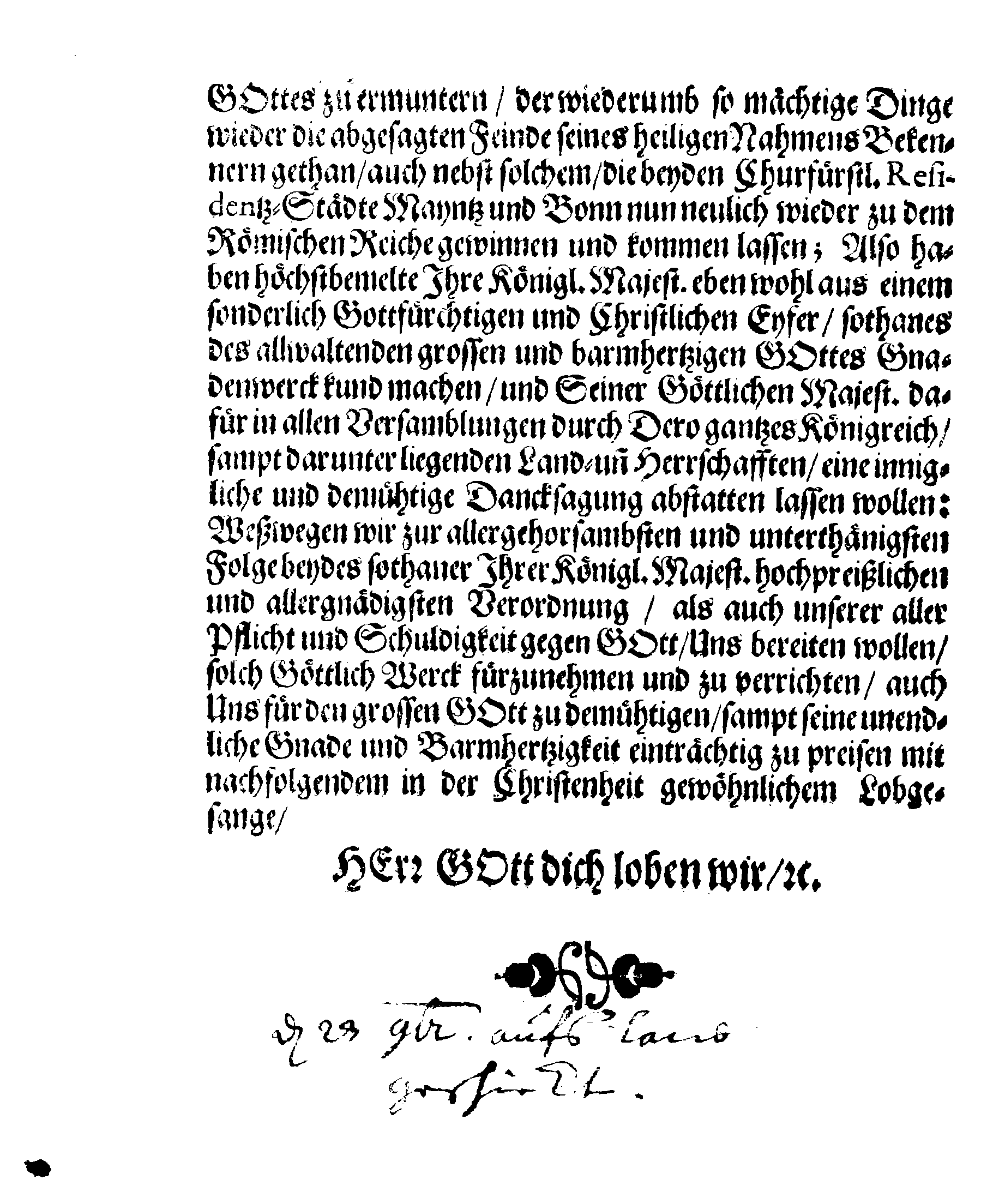 Dancksagung für Die von denen Käyserlichen wieder den Erbfeind den Türcken den 30. Augusti und 14.Septembris dieses 1689sten Jahres erhaltene Siege. Welche in denen Versamblungen des gantzen Königreichs Schweden und Revall den 1. Decembris des vorerwehnten Jahres