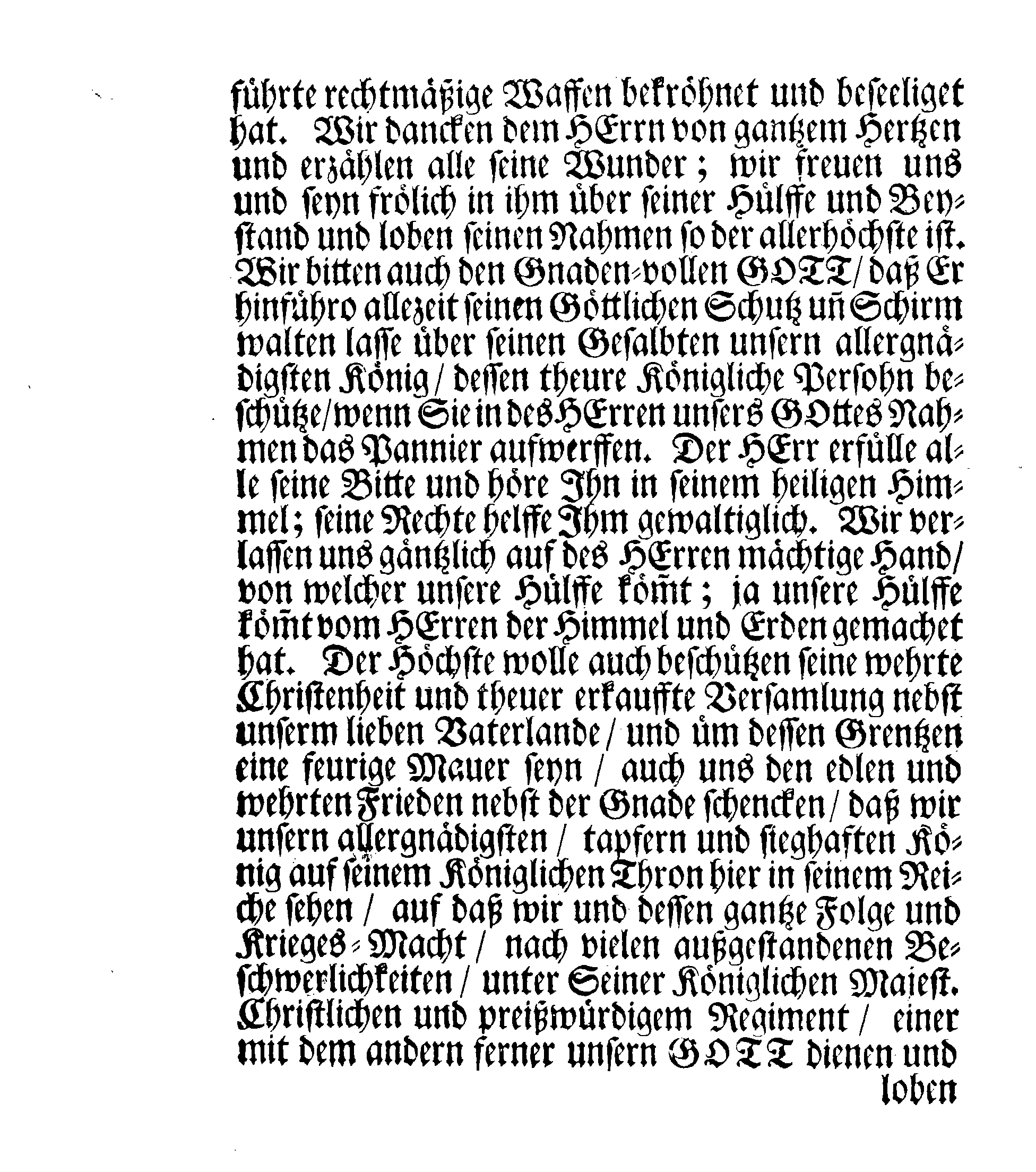 Danck-Schrifft über Ir. Königl. Majest. Rechtmäßige und tapfere Waffen glücklichen Fortgang, womit GOTT dem Allerhöchsten gefallen dieselbe in dem nechstverflossenen Feld-Zuge zu beglücken und zu bekröhnen, wieder Den König von Pohlen und dessen Krieges-Volck, Durch das sieghaffte Treffen bey Pultousk den 21. Aprilis, Und Eroberung der Stadt Thorn den verwichenen 4. Octobris sowohl als sonst. Nach Ir. Königl. Majest. Gnädigsten Befehl, Verlesen in allen Versammlungen in dessen gantzen Reiche Schweden, Groß-Fürstenthum Finnland und denen darunter liegenden Hertzogthümern, Ländern und Herrschafften, den 12. Februarii im Jahr 1704