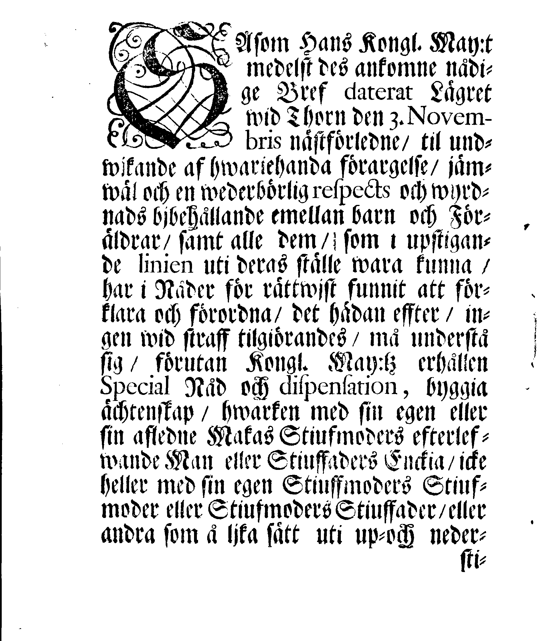 Kongl. May:ts Til Justitiens administrerande förordnade och befullmächtigade Råds RESOLUTION, Angående någre förbudne grader i Ächtenskaps mål