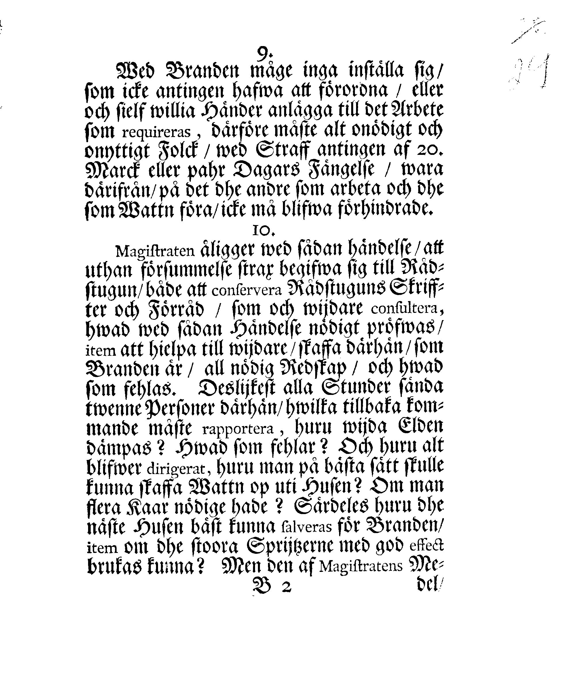 Narfwens Stadz Förnyade Brand-Ordning, Oprättat Med Hans Excell:tz Herr Baronens, Feldt-Marskalckens och Gouverneurens HögWälborne Herr Otto Wilhelm von Fersens, höggunstige approbation
