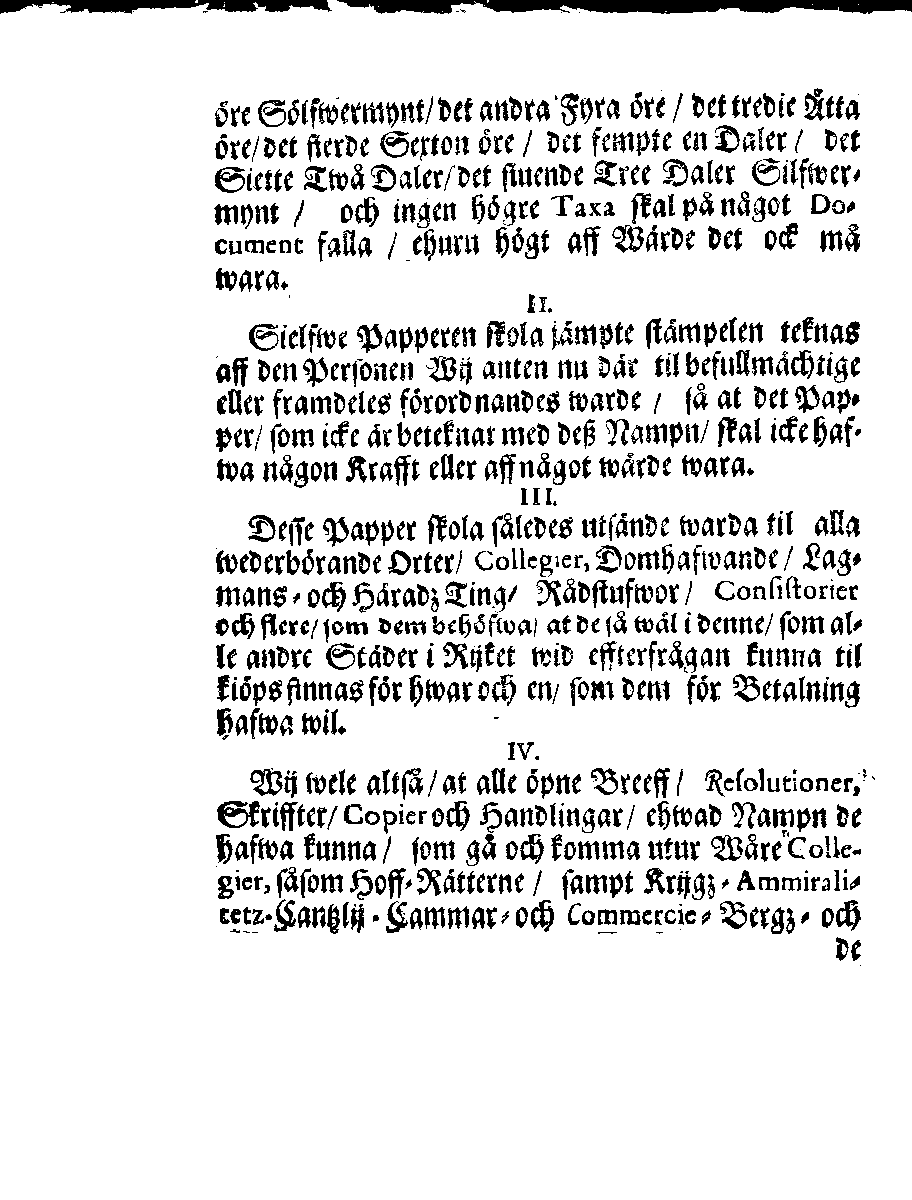 Kongl. May:tz Stadga och Förordning, Angående CHARTA SIGILLATA, Eller Stämplat Papper,