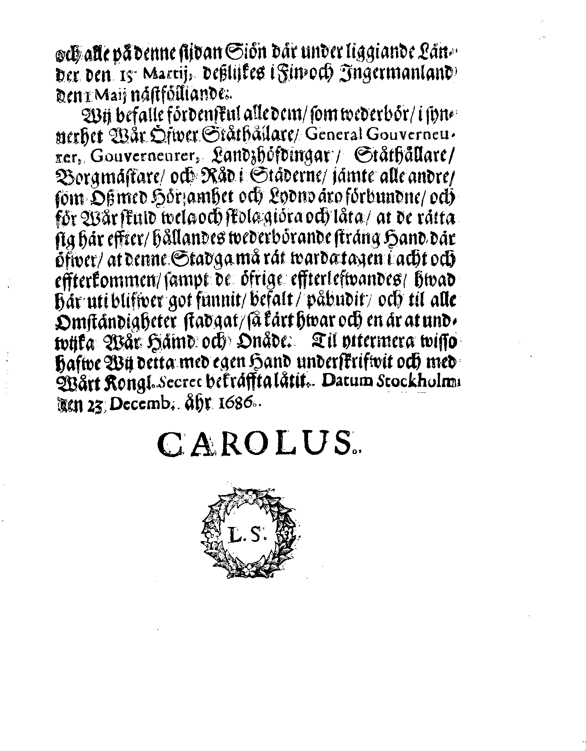 Kongl. May:tz Stadga och Förordning, Angående CHARTA SIGILLATA, Eller Stämplat Papper,