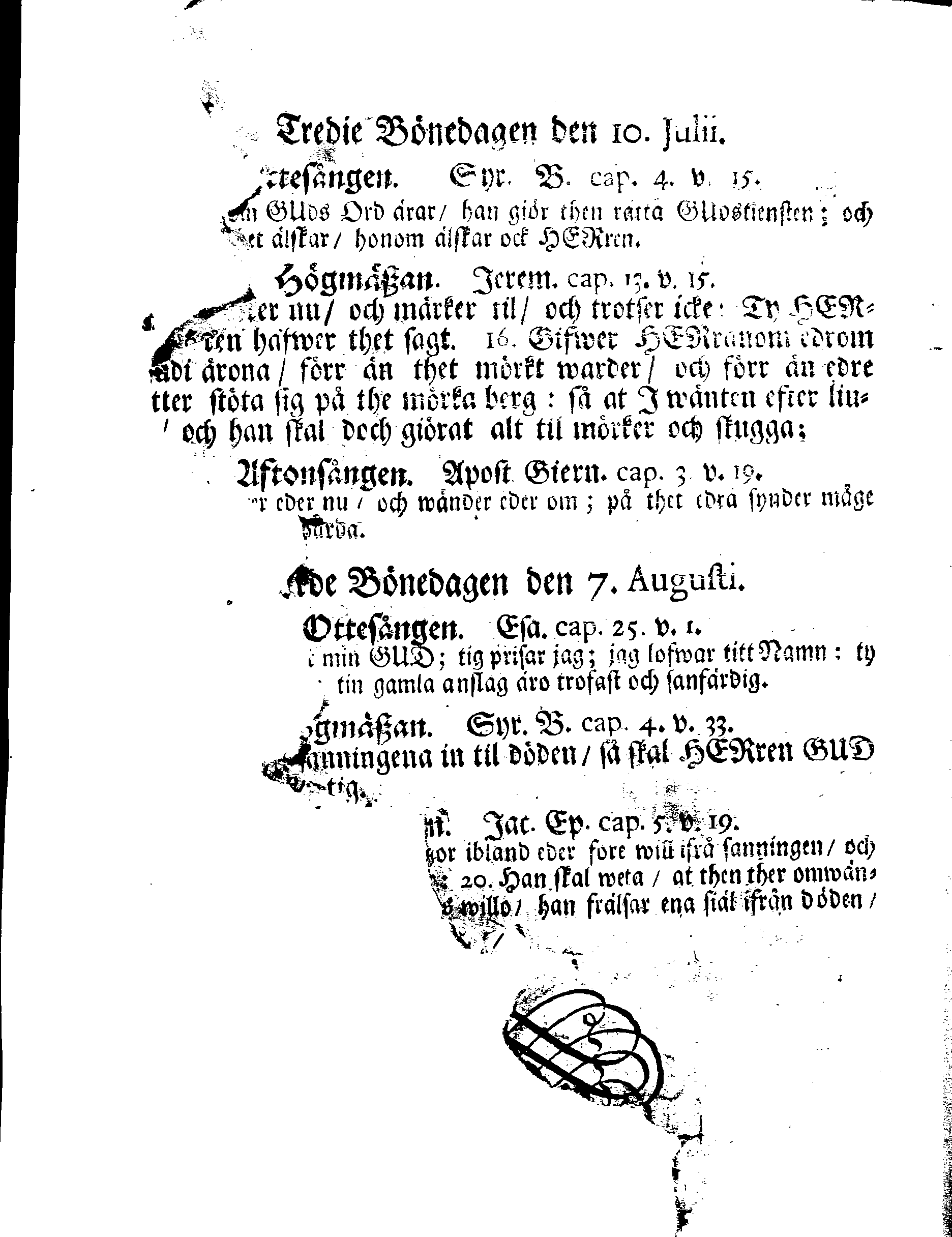 Kongl. Maj:ts PLACAT Om Fyra Allmänne-Solenne-Faste-Bot- och Bönedagar, som öfwer hela Sweriges Rike, Stor-Förstendömet Finland, och alla Sweriges Crono tilhörige och underliggiande Förstendömer, Länder och Herrskaper högtideligen hållas och begås skola uti innewarande År 1708.