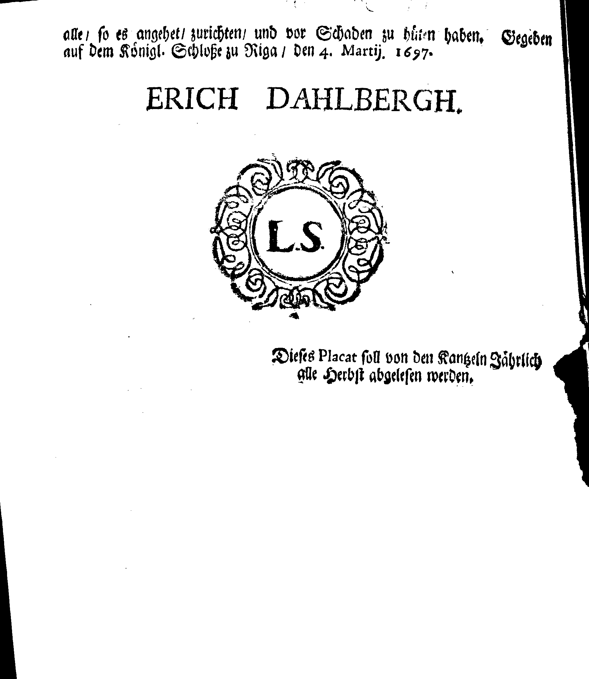 [Erik Dahlberghi korraldus]