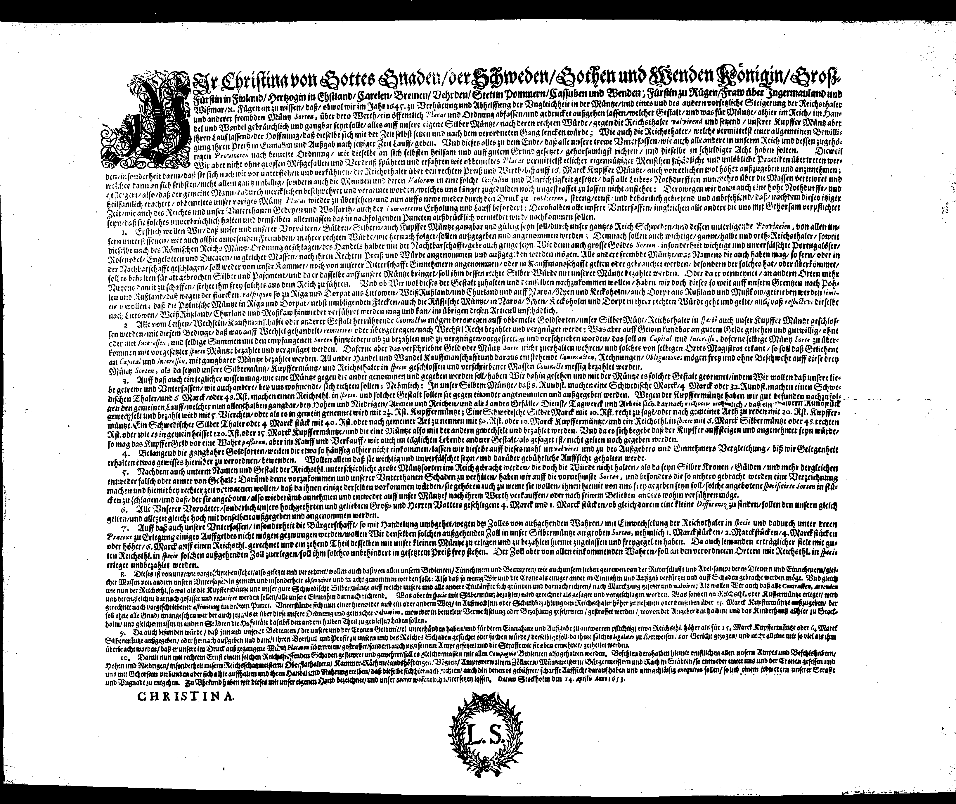 [Kuninganna Kristiina korraldus]