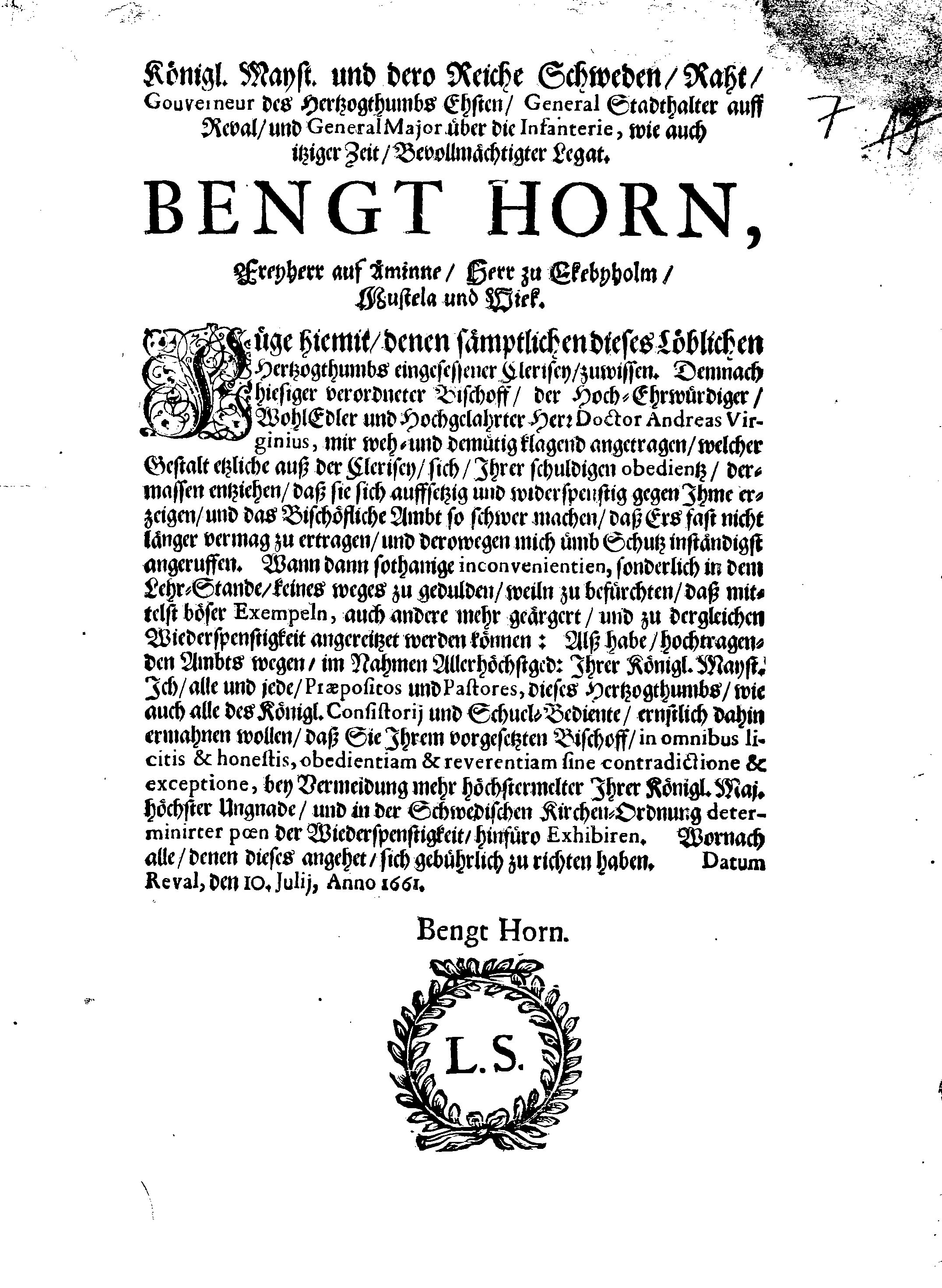 [Bengt Horni korraldus]