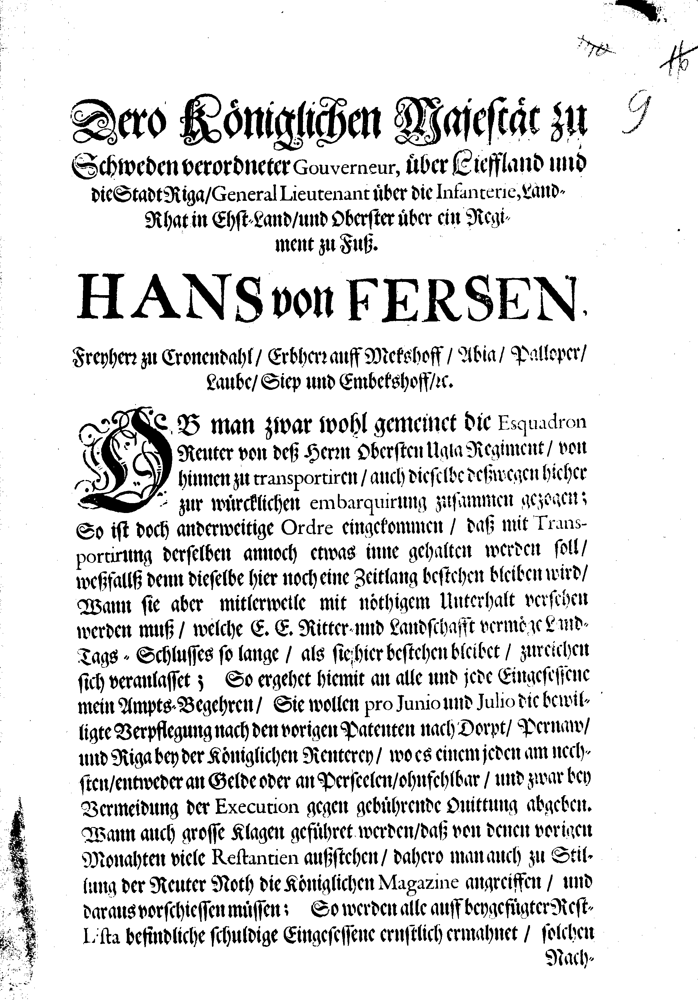 [Hans von Ferseni korraldus]
