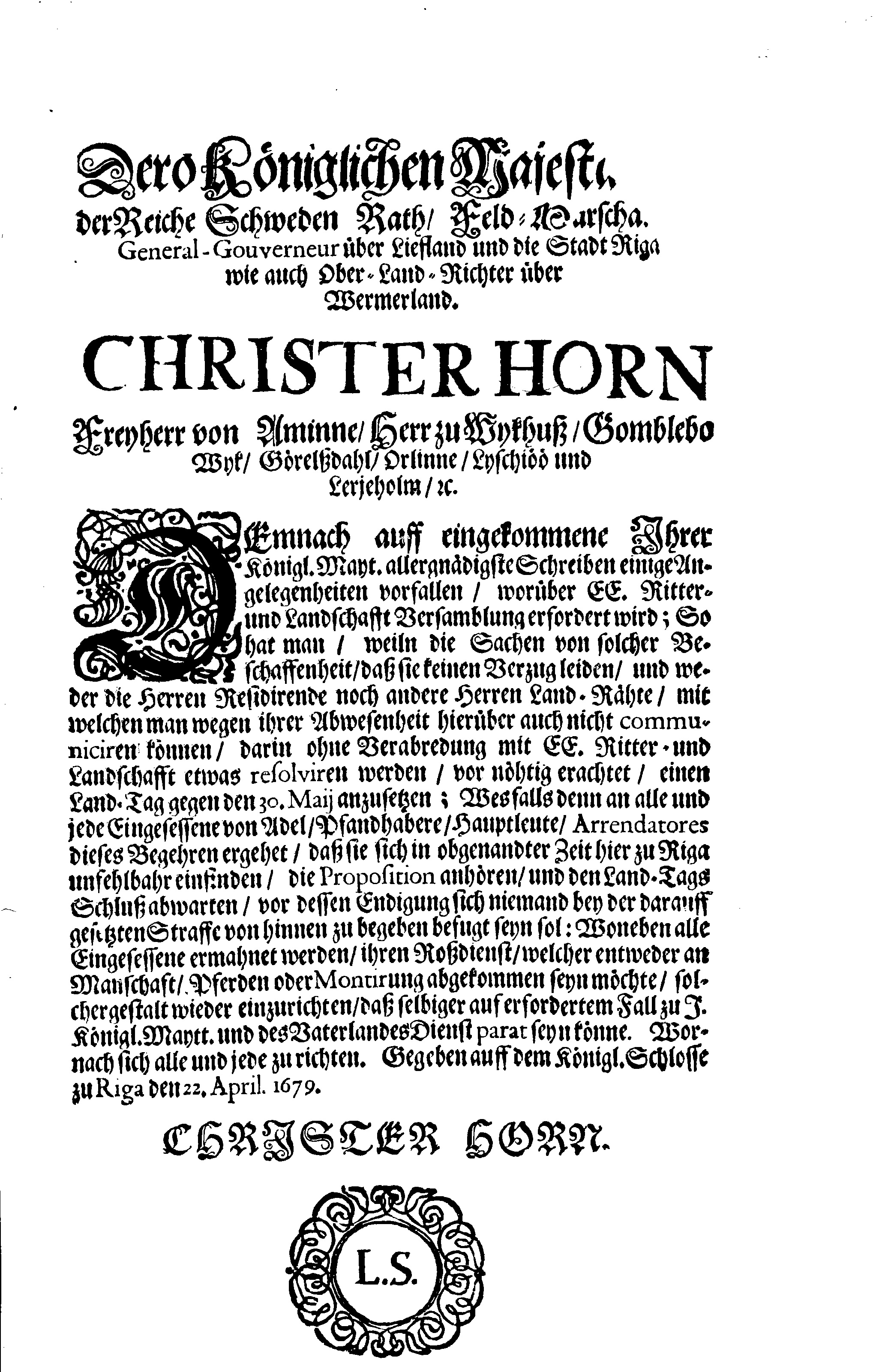 [Christer Horni korraldus]