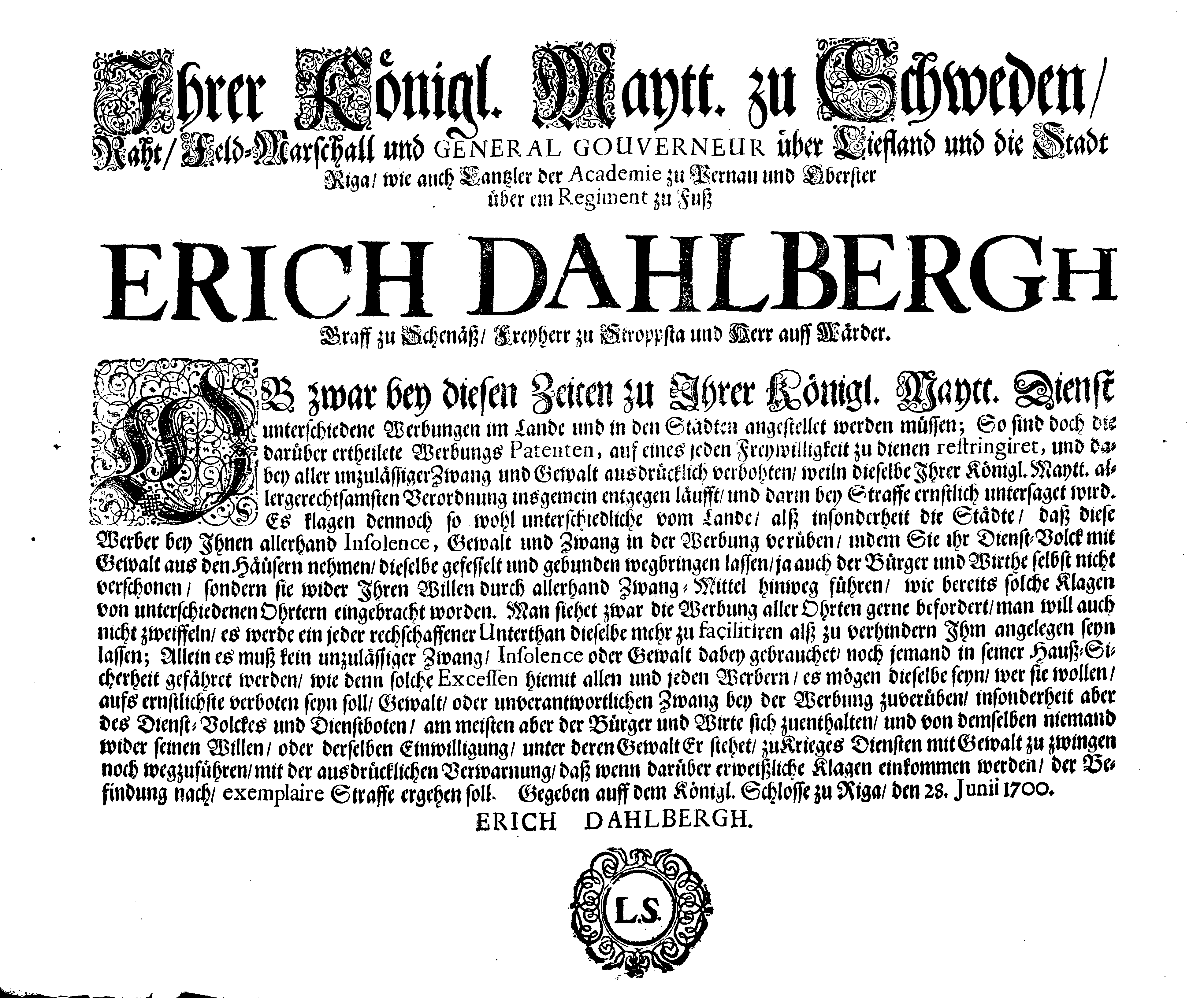 [Erik Dahlberghi korraldus]