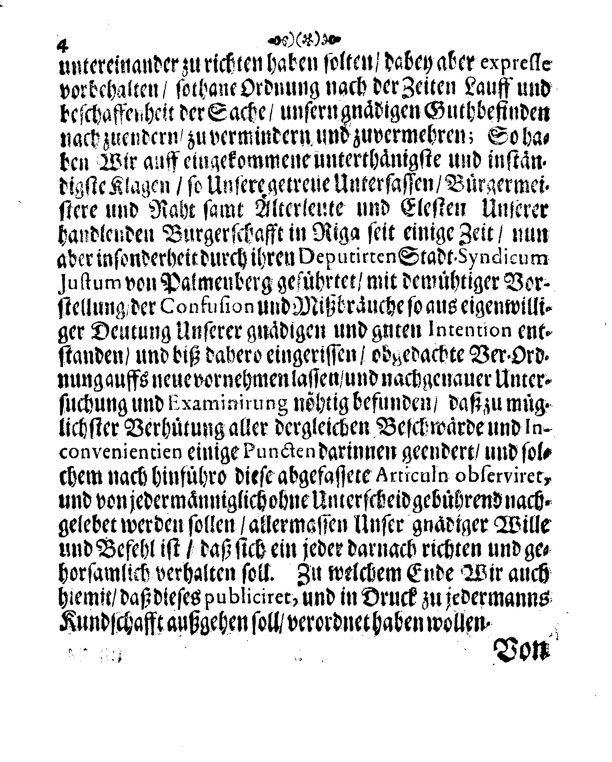 Ihrer Königl. Majest. Neu vermehrte und confirmirte Wette-Ordnung Dero Stadt Riga