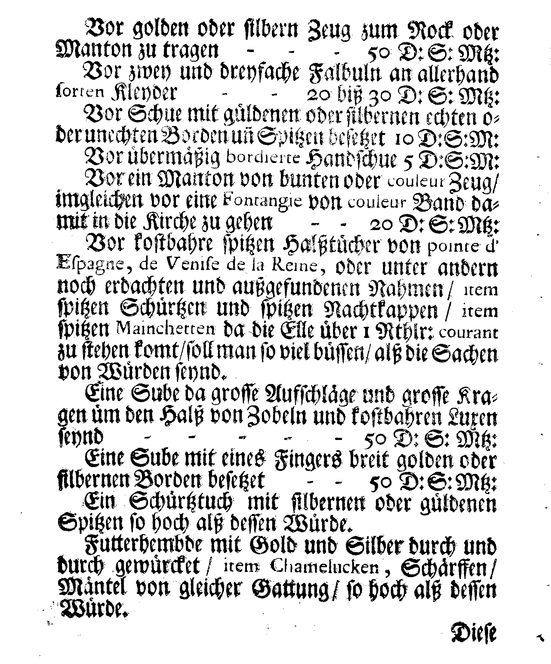 Eines WohlEdlen und Hochweisen Rahts der Königl. Stadt Reval Straff-Ordnung Wegen Übermässiger Kleyder Pracht und anderer verspürter Excessen