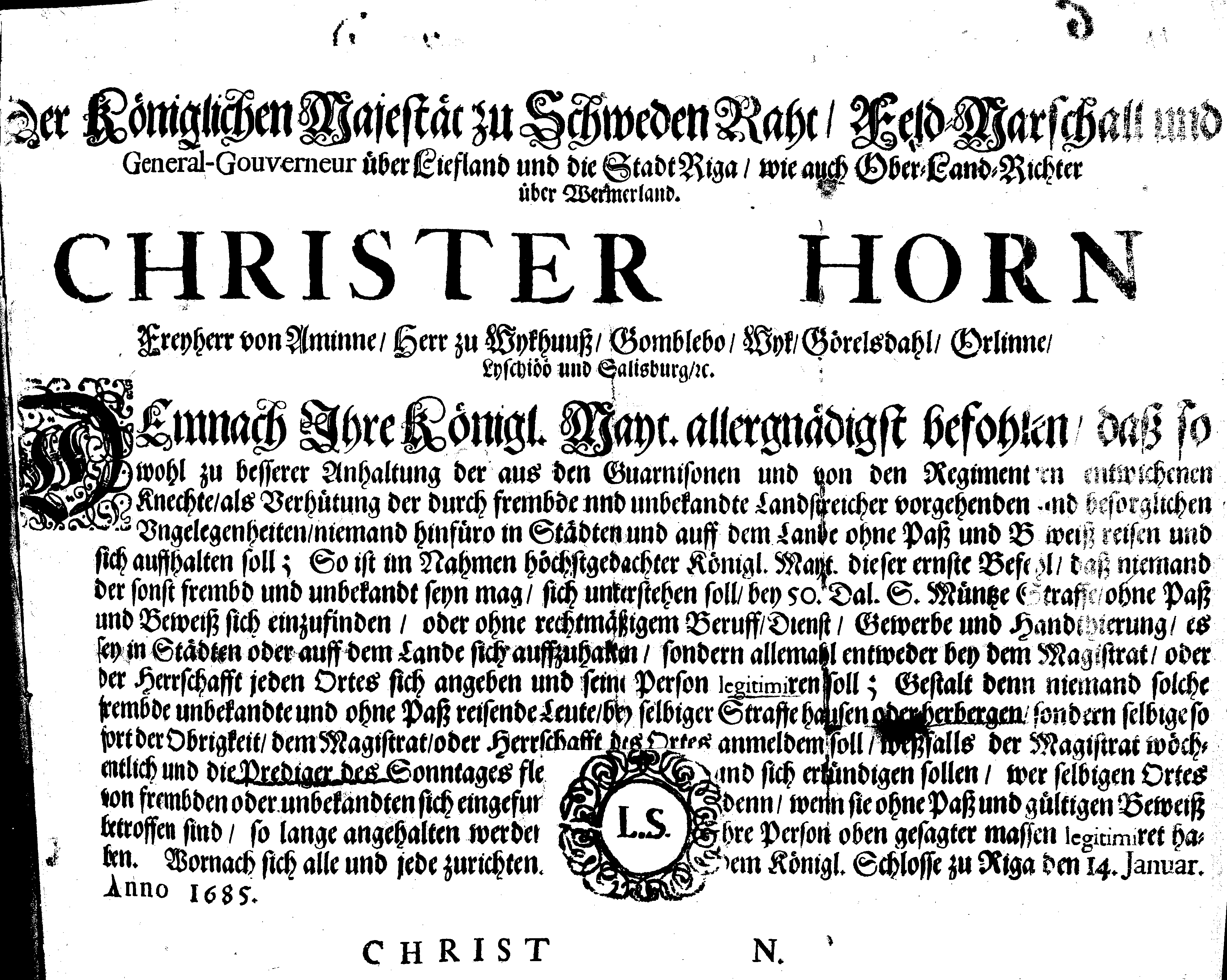 [Christer Horni korraldus]