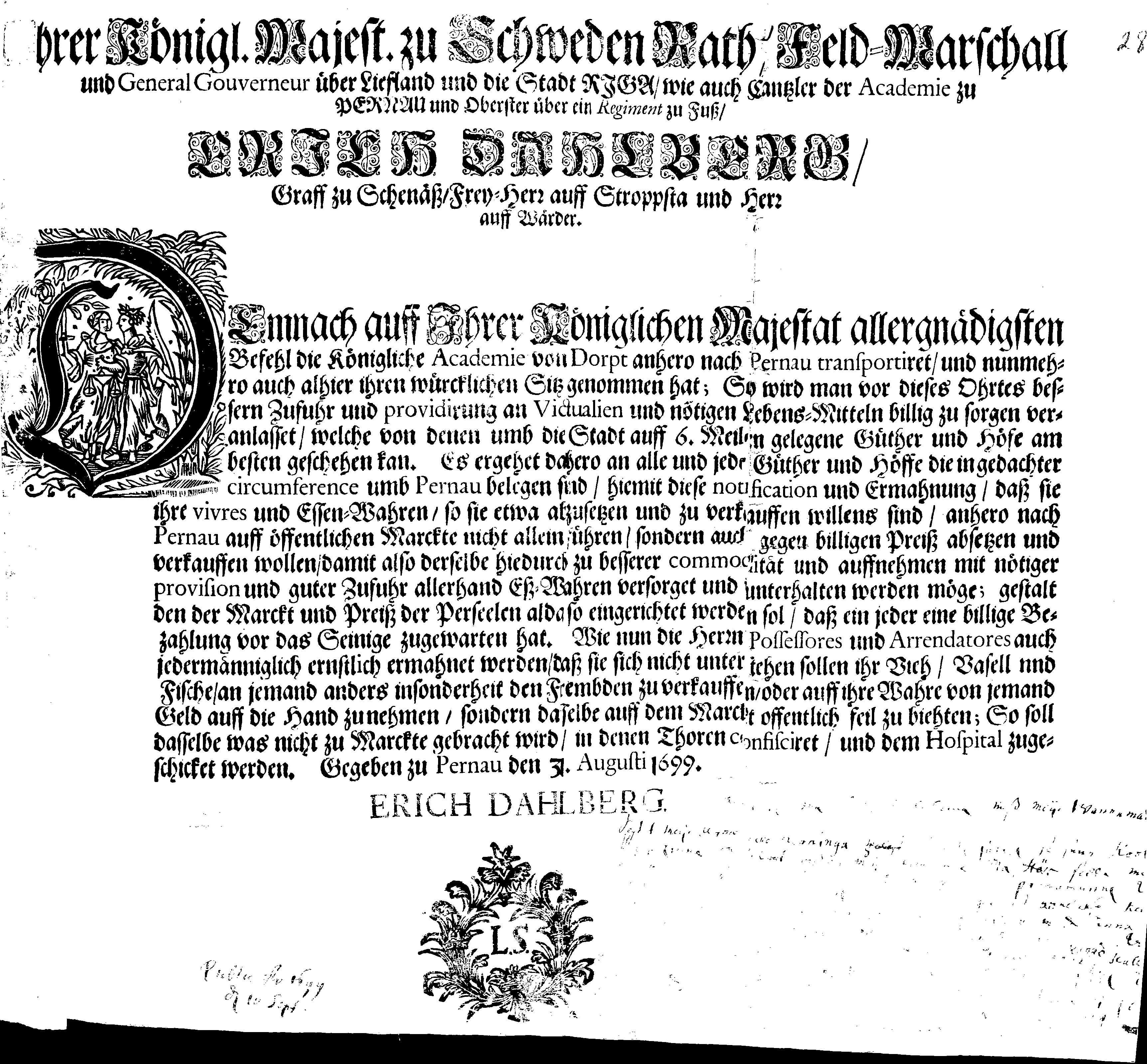 [Erik Dahlberghi korraldus]