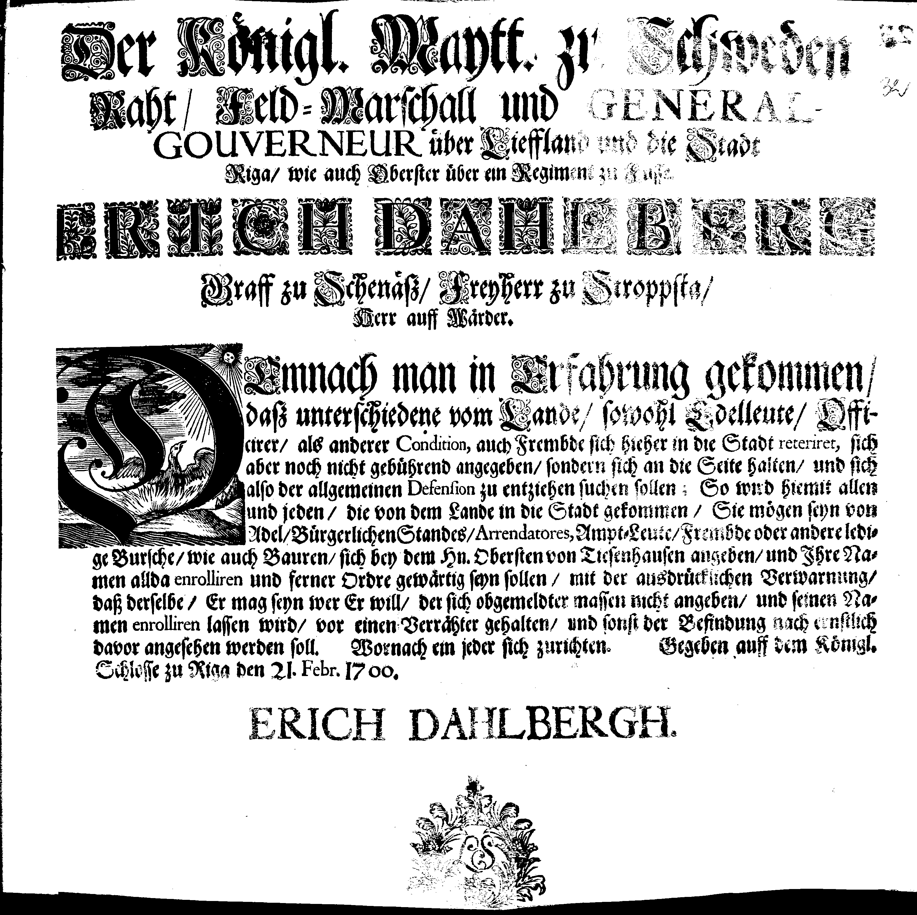 [Erik Dahlberghi korraldus]