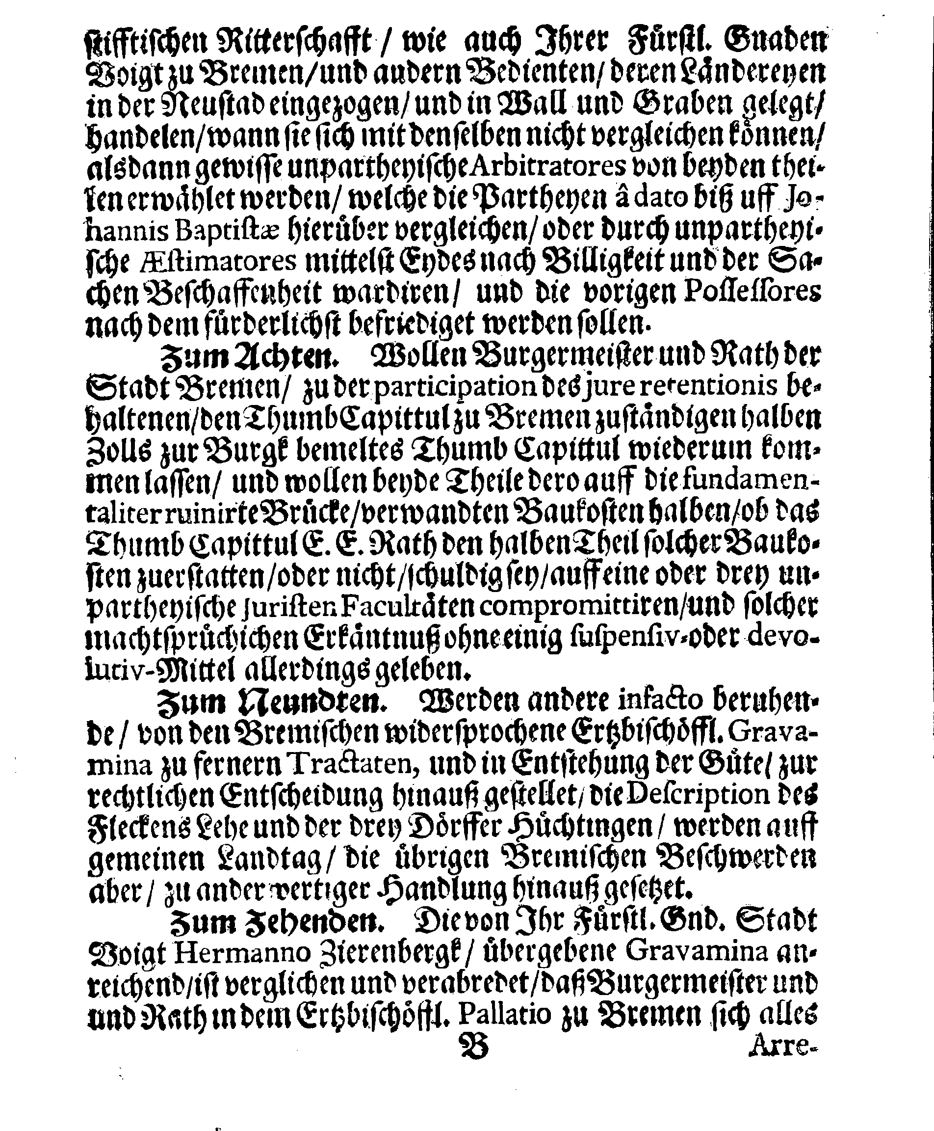 Verträge und RECESSUS Welche mit der Sadt Bremen auffgerichtet, In Anno 1639, 1654 und 1666