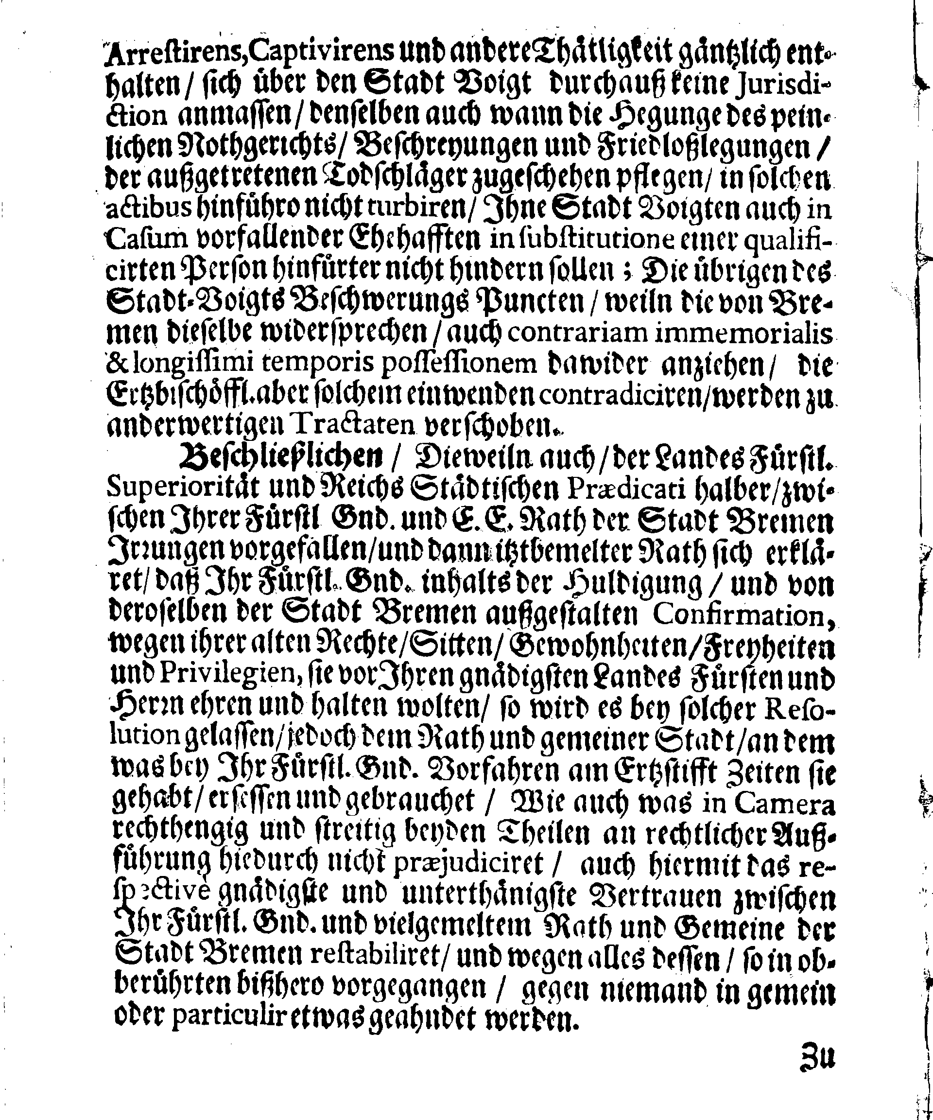 Verträge und RECESSUS Welche mit der Sadt Bremen auffgerichtet, In Anno 1639, 1654 und 1666