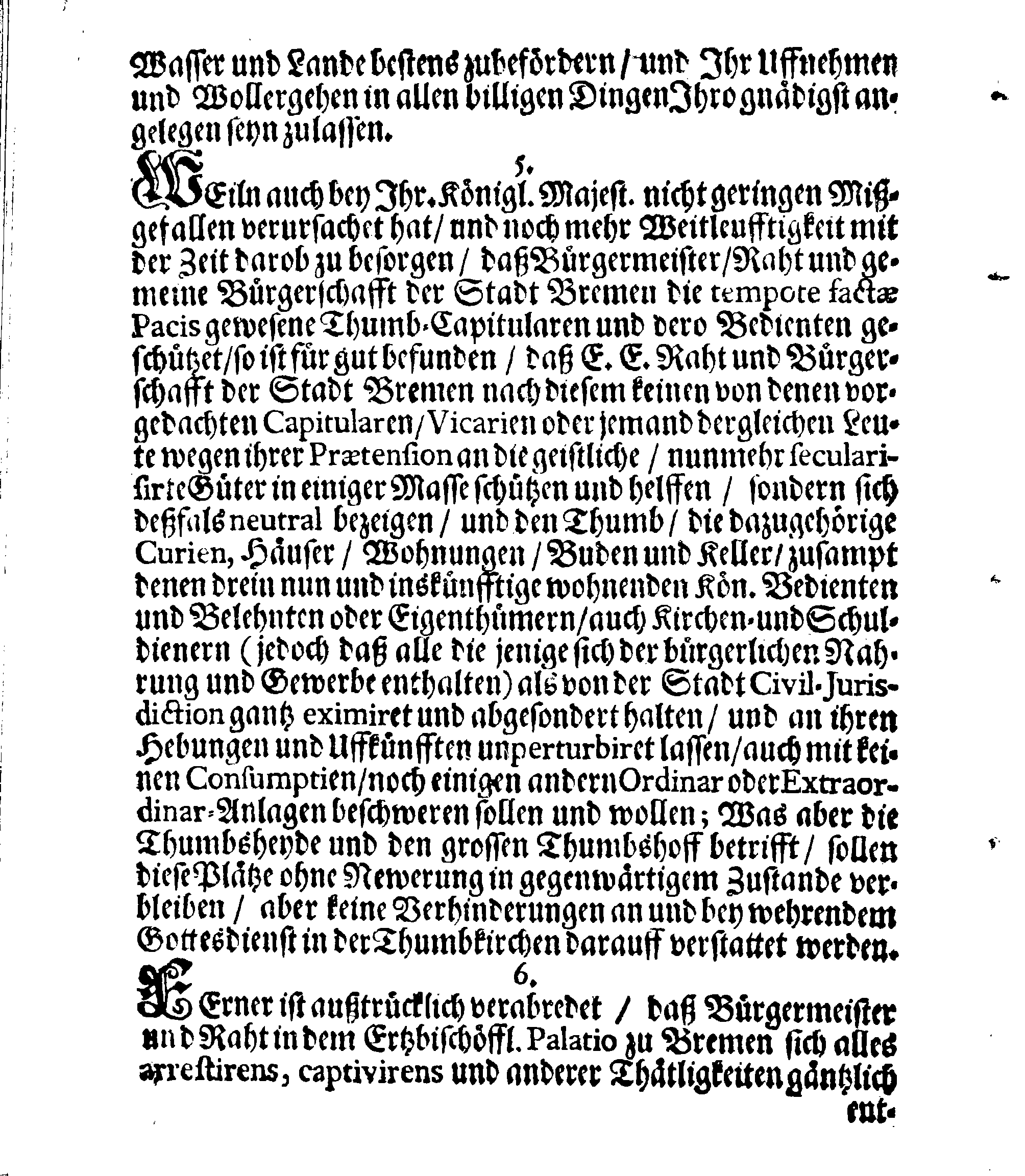 Verträge und RECESSUS Welche mit der Sadt Bremen auffgerichtet, In Anno 1639, 1654 und 1666