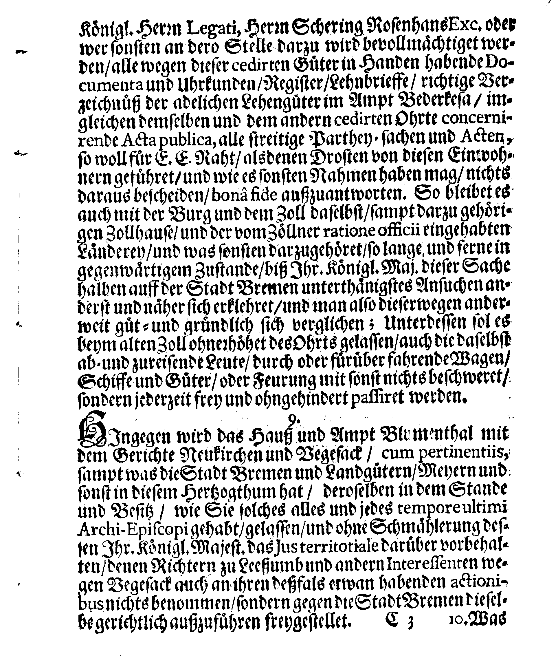 Verträge und RECESSUS Welche mit der Sadt Bremen auffgerichtet, In Anno 1639, 1654 und 1666