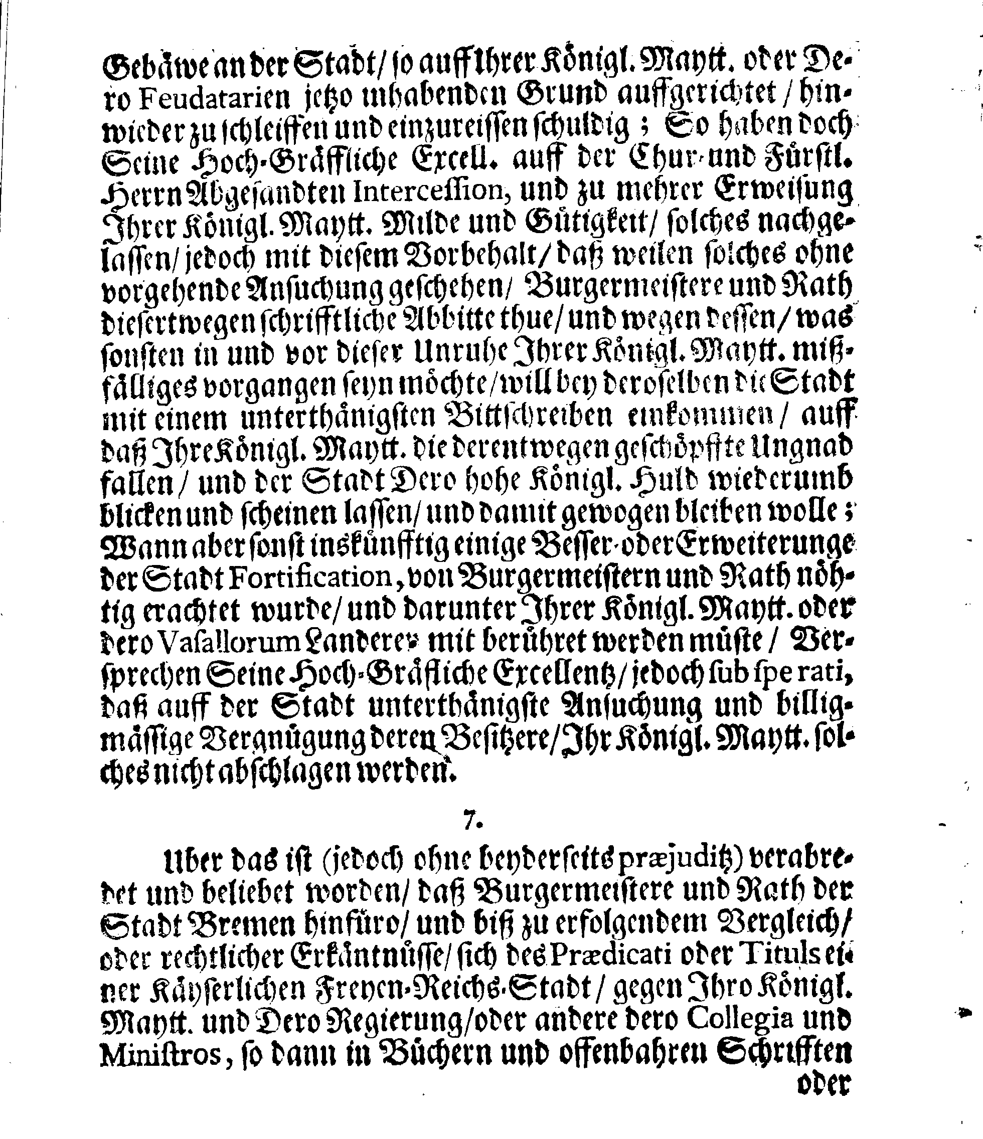 Verträge und RECESSUS Welche mit der Sadt Bremen auffgerichtet, In Anno 1639, 1654 und 1666