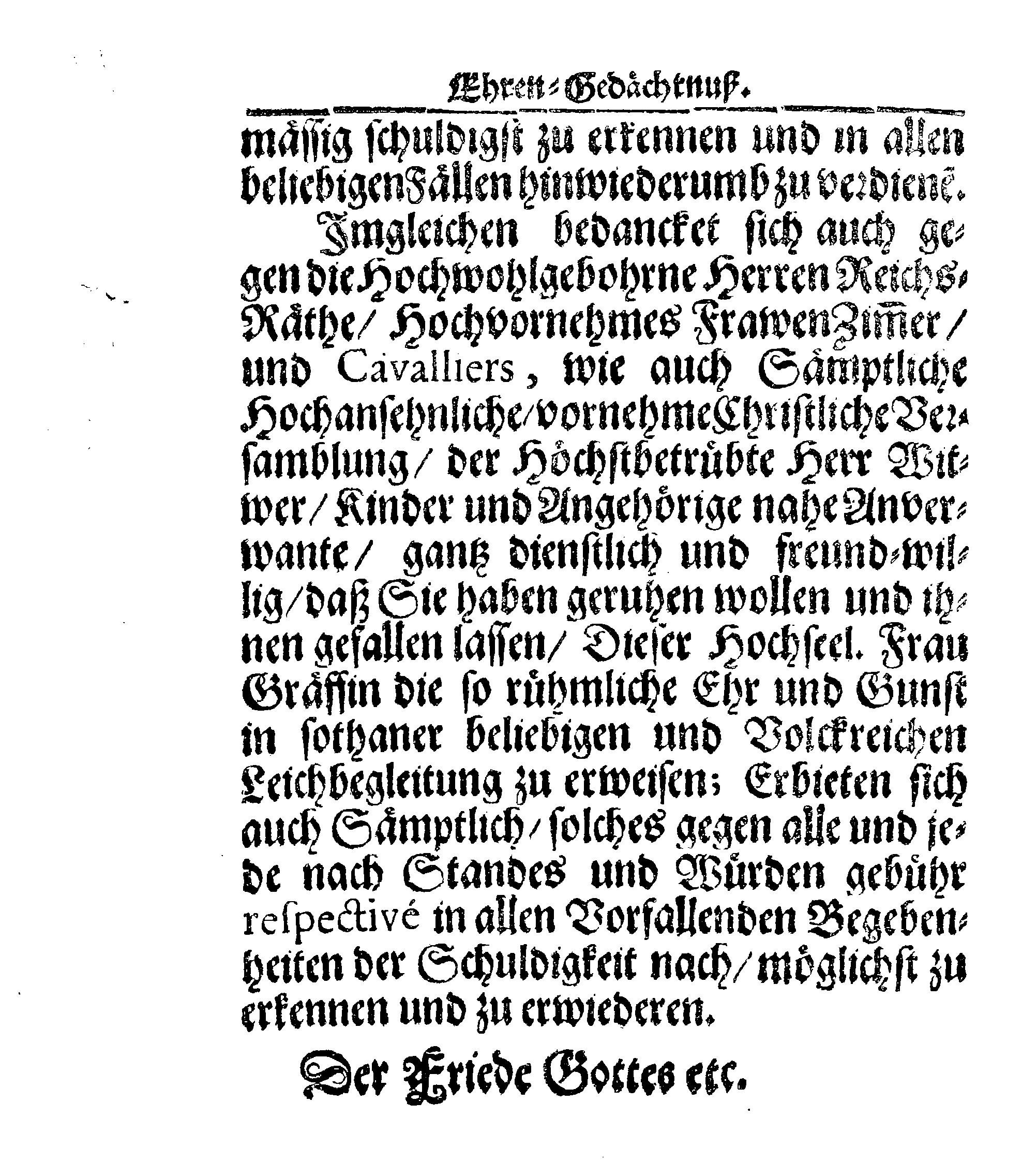 Christ-Gebürliche Klag-Trost- und Ehren-Gedächtniß Der Weyland Hochgebohrnen Gräffin und Frauen, Frauen ANNAE MARGARETHAE WRANGELIN, Gebohren von Haugwitz, Des Höchstgebohren Graffen und Herrn, Herrn CARL-GUSTAV-WRANGELS, … Frau Gemahlin.