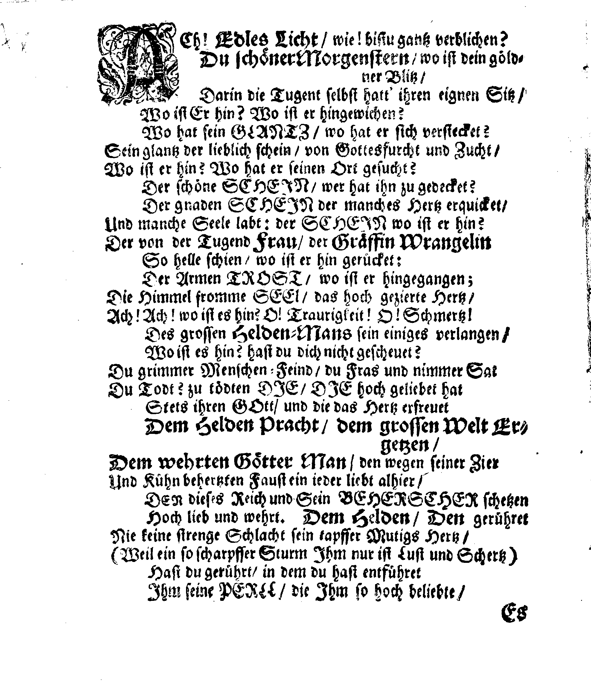 Christ-Gebürliche Klag-Trost- und Ehren-Gedächtniß Der Weyland Hochgebohrnen Gräffin und Frauen, Frauen ANNAE MARGARETHAE WRANGELIN, Gebohren von Haugwitz, Des Höchstgebohren Graffen und Herrn, Herrn CARL-GUSTAV-WRANGELS, … Frau Gemahlin.