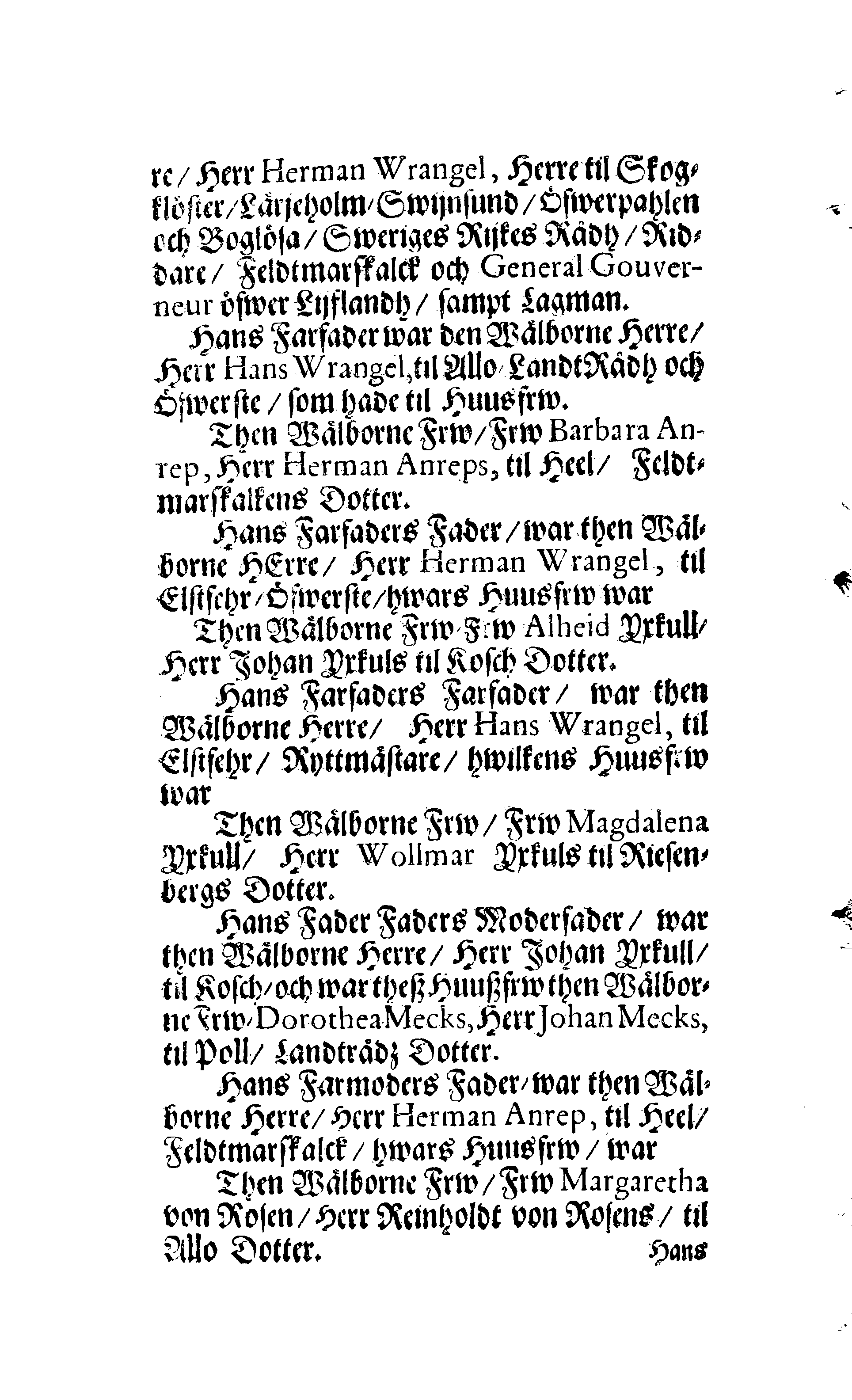 Der Sehl. Seelen hertzliche Dancksagung; das GOtt in so vielen Gefährlichkeitten selbe so gnädig bewahret und den entseelten Cörper auß abgelegenen Orten zu seiner Ruhekammer hat kommen lassen wollen. Welche auß Des Weilandt Erleuchteten und Hochgebohrnen Graffen und Herren, H. Carol Gustaff Wrangels, … Hochansehnliche LeichBegänckniß, den 1. Decembr. Anno 1680. gehalten, in einer Traur-Music, auss unterthäniger Schuldigkeit, gesungen und abgefaßet von einen alten Domestiquen Diener