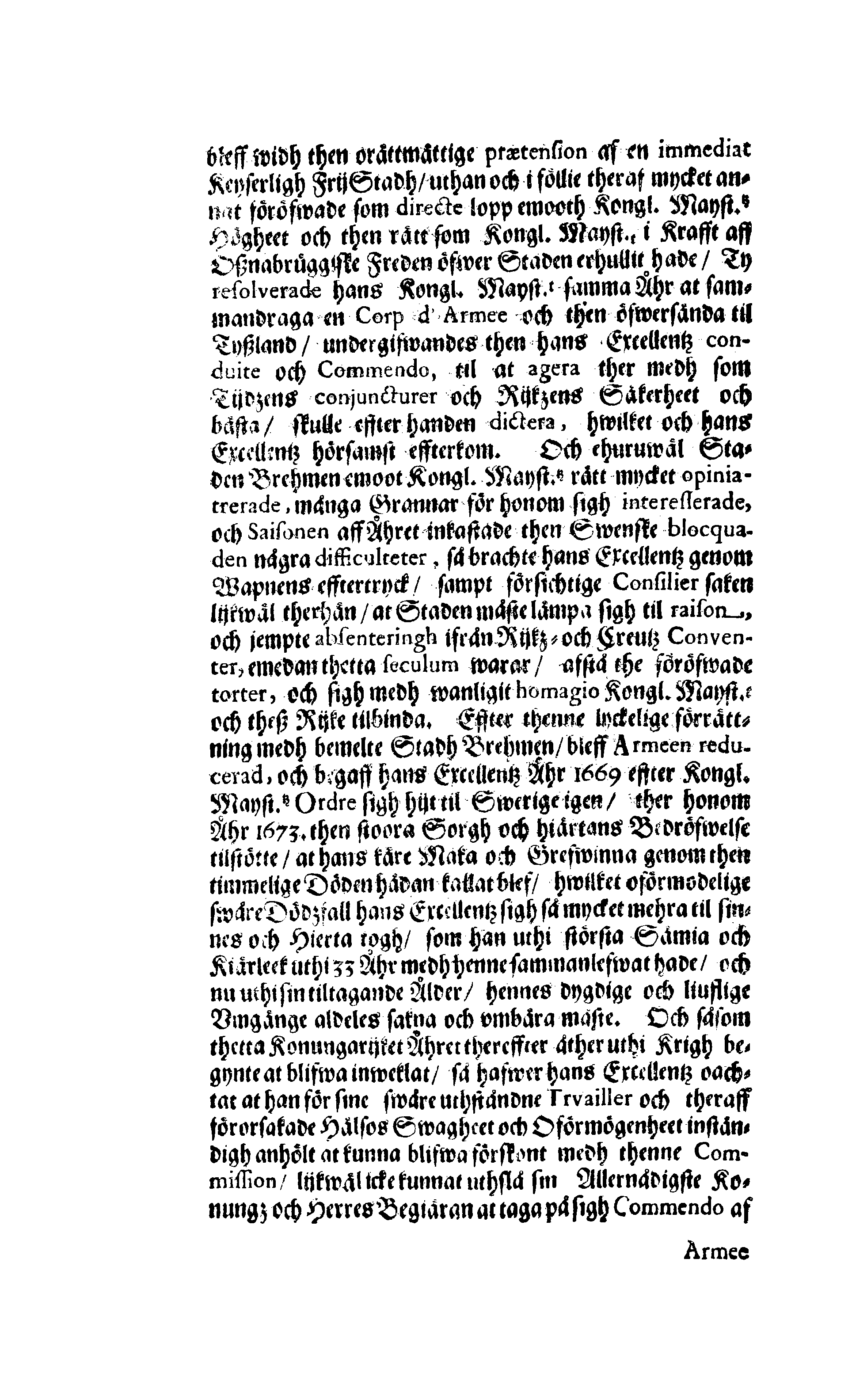 Der Sehl. Seelen hertzliche Dancksagung; das GOtt in so vielen Gefährlichkeitten selbe so gnädig bewahret und den entseelten Cörper auß abgelegenen Orten zu seiner Ruhekammer hat kommen lassen wollen. Welche auß Des Weilandt Erleuchteten und Hochgebohrnen Graffen und Herren, H. Carol Gustaff Wrangels, … Hochansehnliche LeichBegänckniß, den 1. Decembr. Anno 1680. gehalten, in einer Traur-Music, auss unterthäniger Schuldigkeit, gesungen und abgefaßet von einen alten Domestiquen Diener