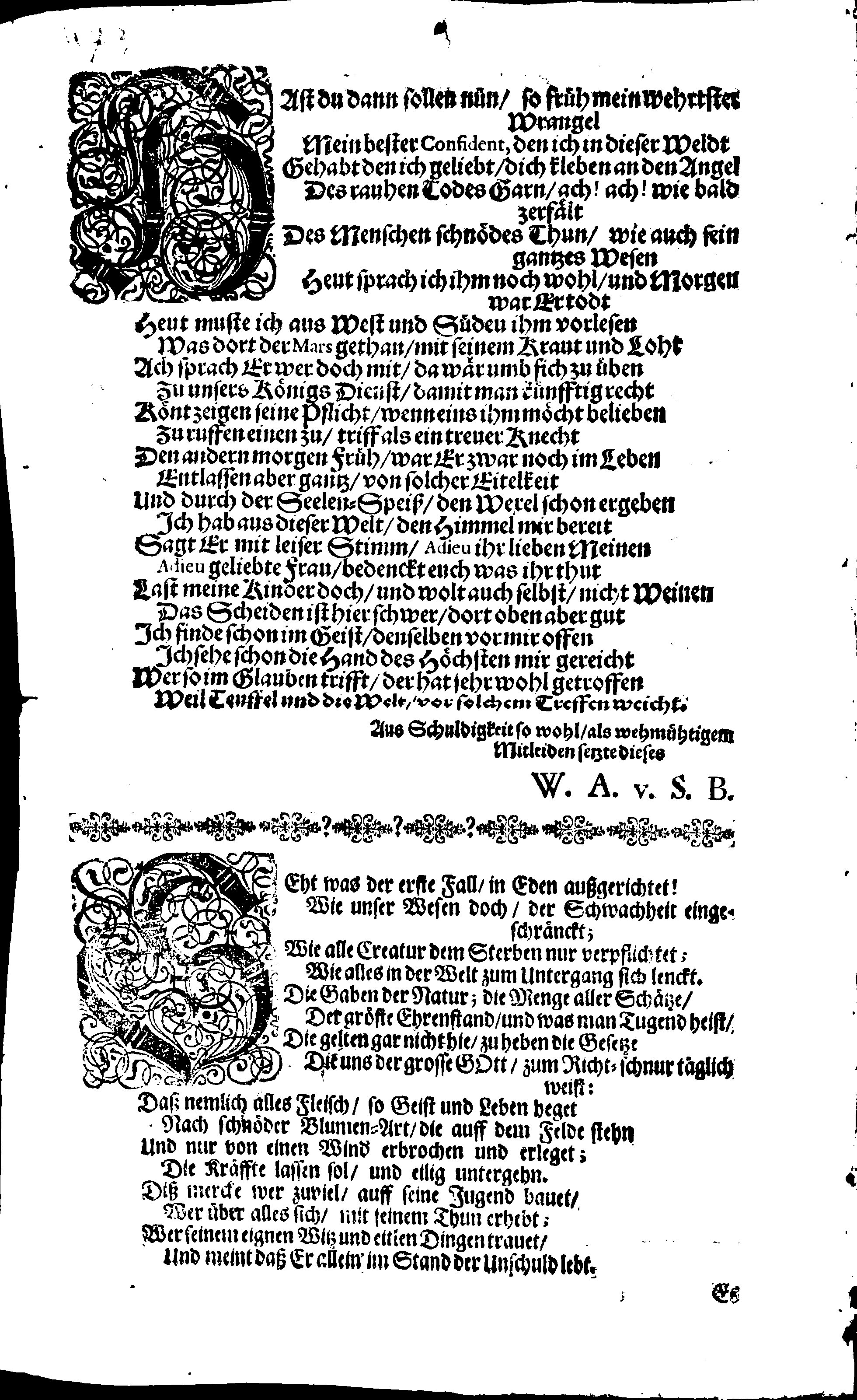 Ehren-Seüle, Welche, Als der Weyland Hoch-wolgebohrner, in GOTT selig ruhender, bey Ihr. Königlichen Majest. der regierenden Königin Leib-Regiment zu Pferde, bestalter Oberst-Lieutenant, Carl Joh. Wrangel, … mit traurigen Gemühtern auffgesetzet ist von Verschiedenen guten Freunden.