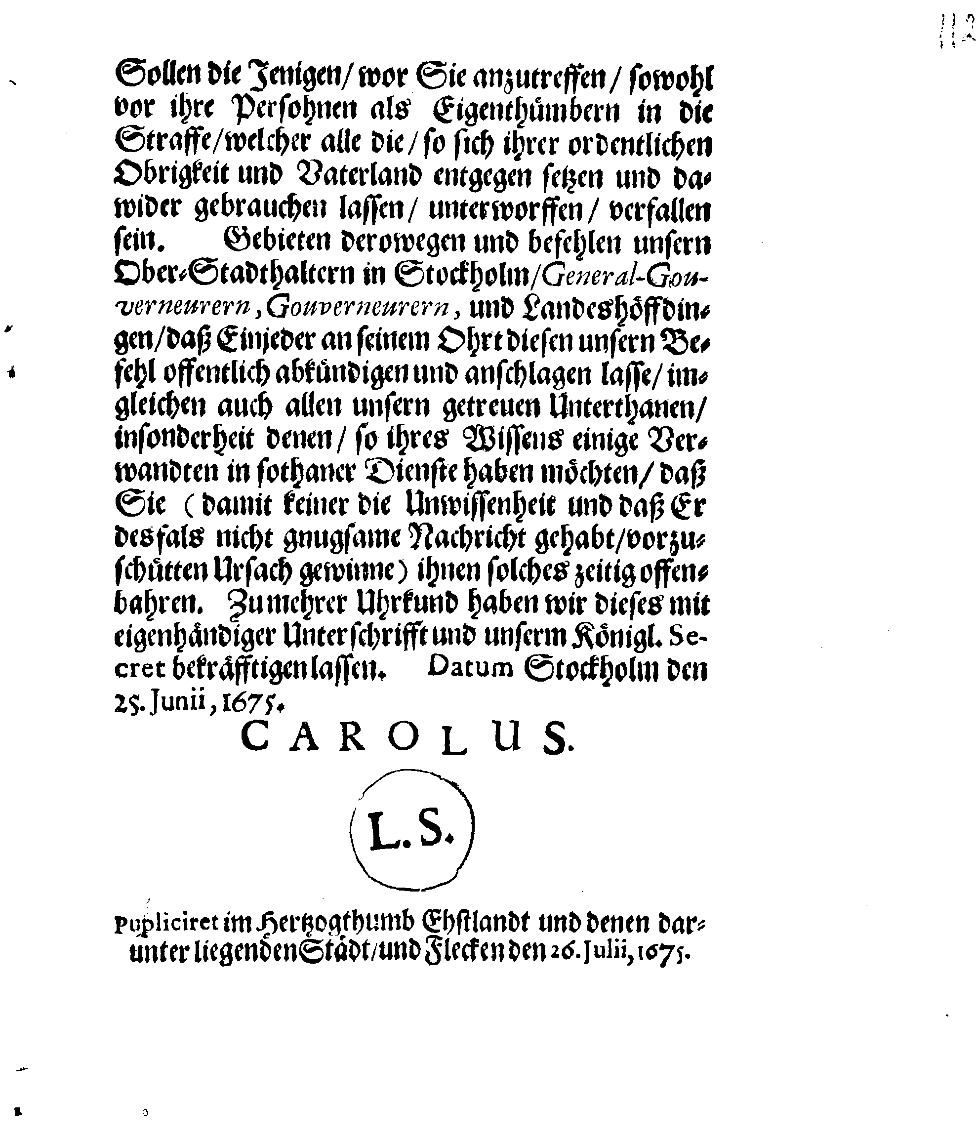 [Kuningas Karl XI korraldus]