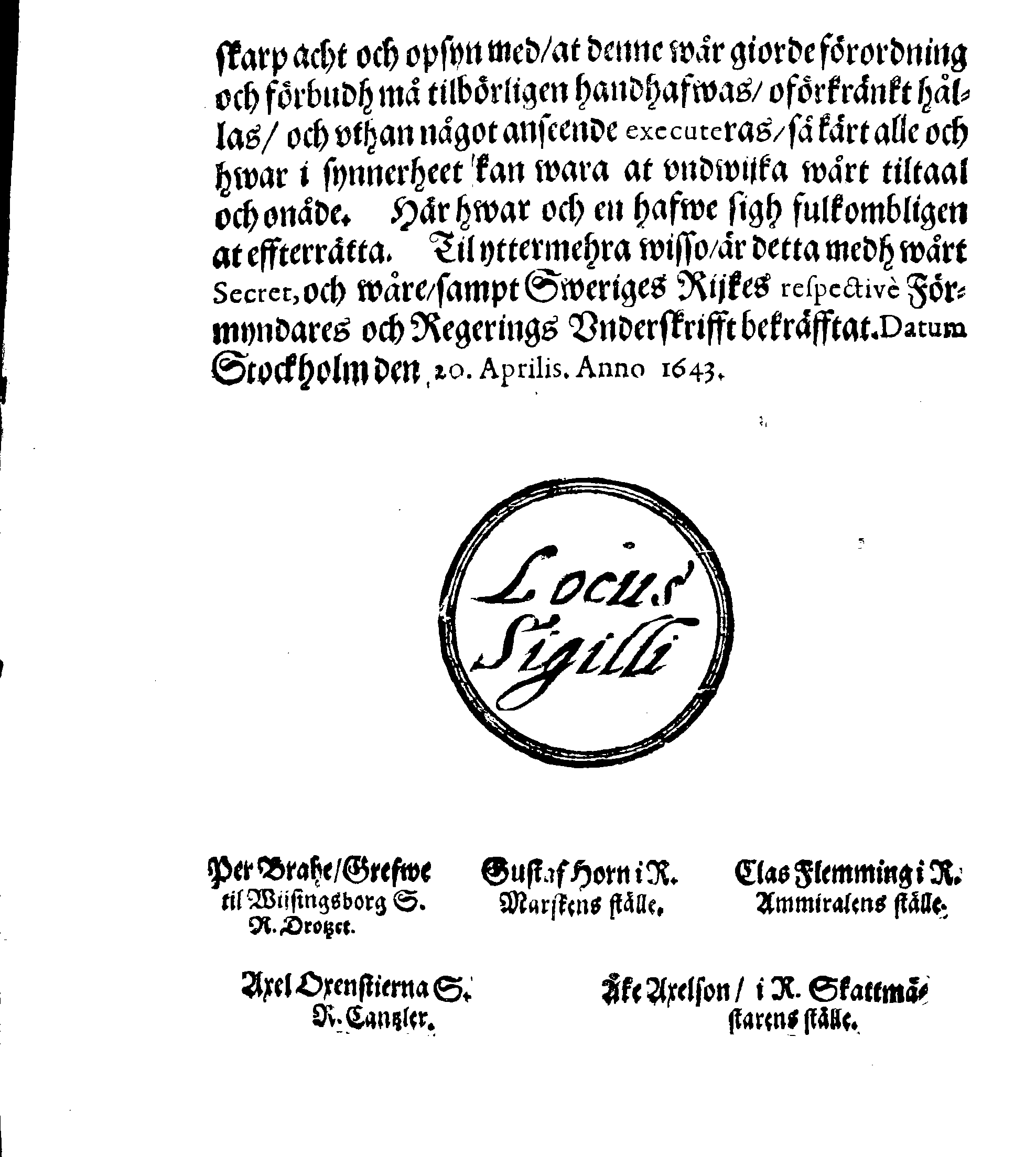 Kon: May:tz til Swerige, ORDNING, Om Toback Krämerijt