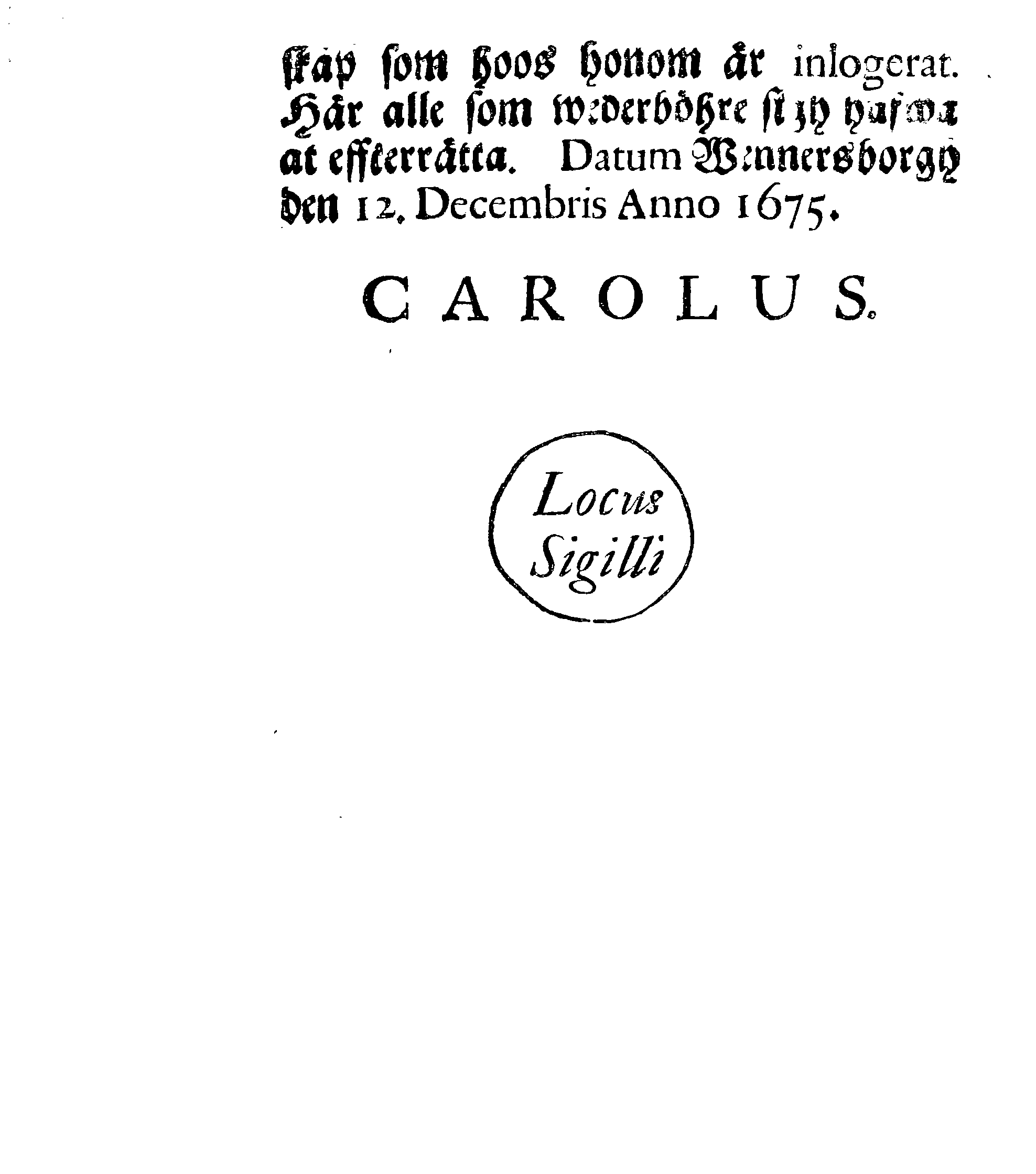 Kongl. May:tz Quarteer Ordning