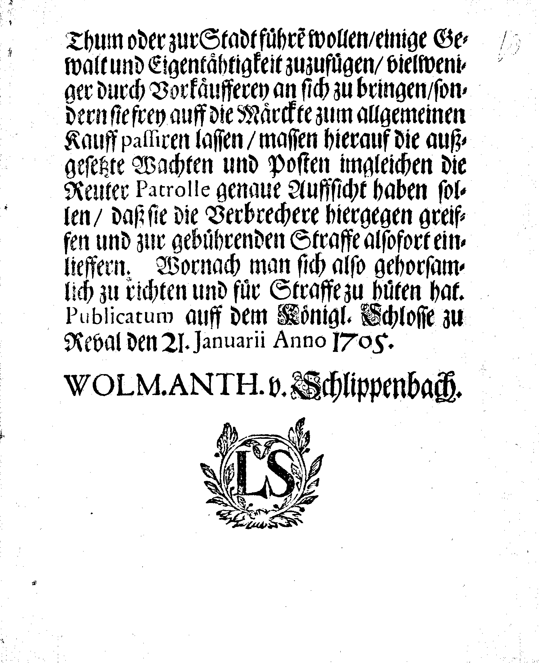 [Wolmar Anton von Schlippenbachi korraldus]