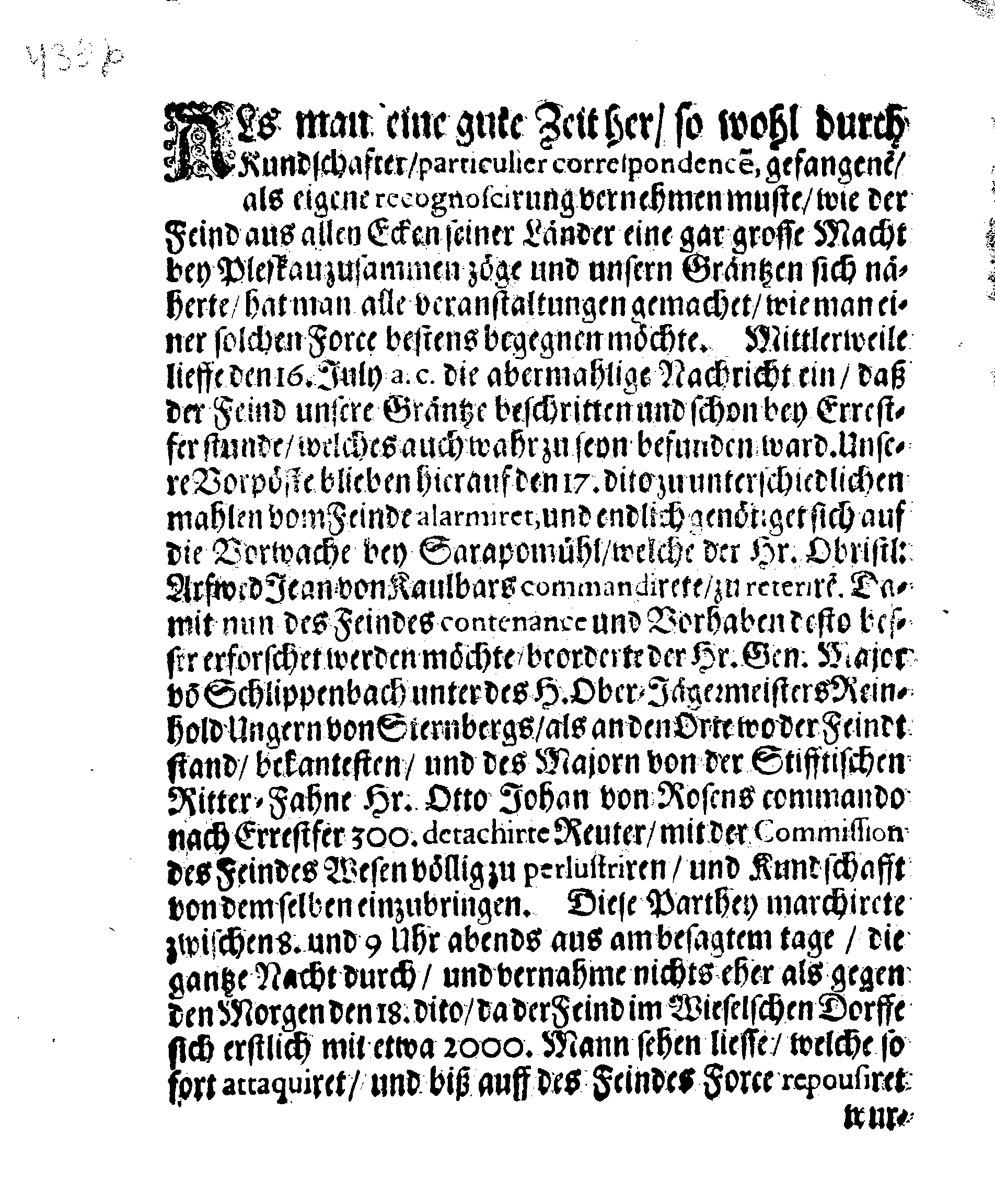 Wahrhaffter Bericht Von dem, was dem Herrn General Majorn Wolmar Anthon von Schlippenbach, Die retraite von Sagnitz den 18. Julii lauffenden Jahres 1702. über den Embach nach Hummelshoff zu setzen, anlaß gegeben und welcher Gestalt die darauf den 19. dito zu Hummelshoff, mit einer fast unzahlbarhren Macht Moscowiter erfolgete bluthige Schlacht würcklich abgelauffen