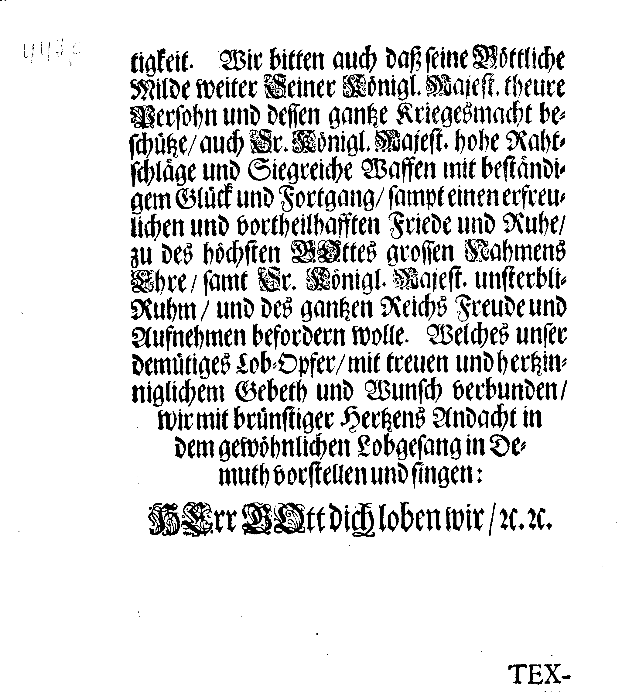 Dancksagungs-Schrifft über den herrlichen SIEG, Mit welchem Gott der Allerhöchste beseeliget hat Sr. Königl. Majest. Unsers allergnädigsten Königes rechtmäßige Waffen Wieder Dessen Feind, Den König in Pohlen, Samt Dessen Sächsische und Pollnische Armée bei Cliskow in Klein Pohlen den verwichenen 9/19 Julii Nach Sr. Königl. Majest. allergnädigsten Befehl, Verlesen in allen Versamlungen, über gantz Schweden Reich, und dessen unterliegenden Ländern und Herrschaften den 20. November, Anno 1702