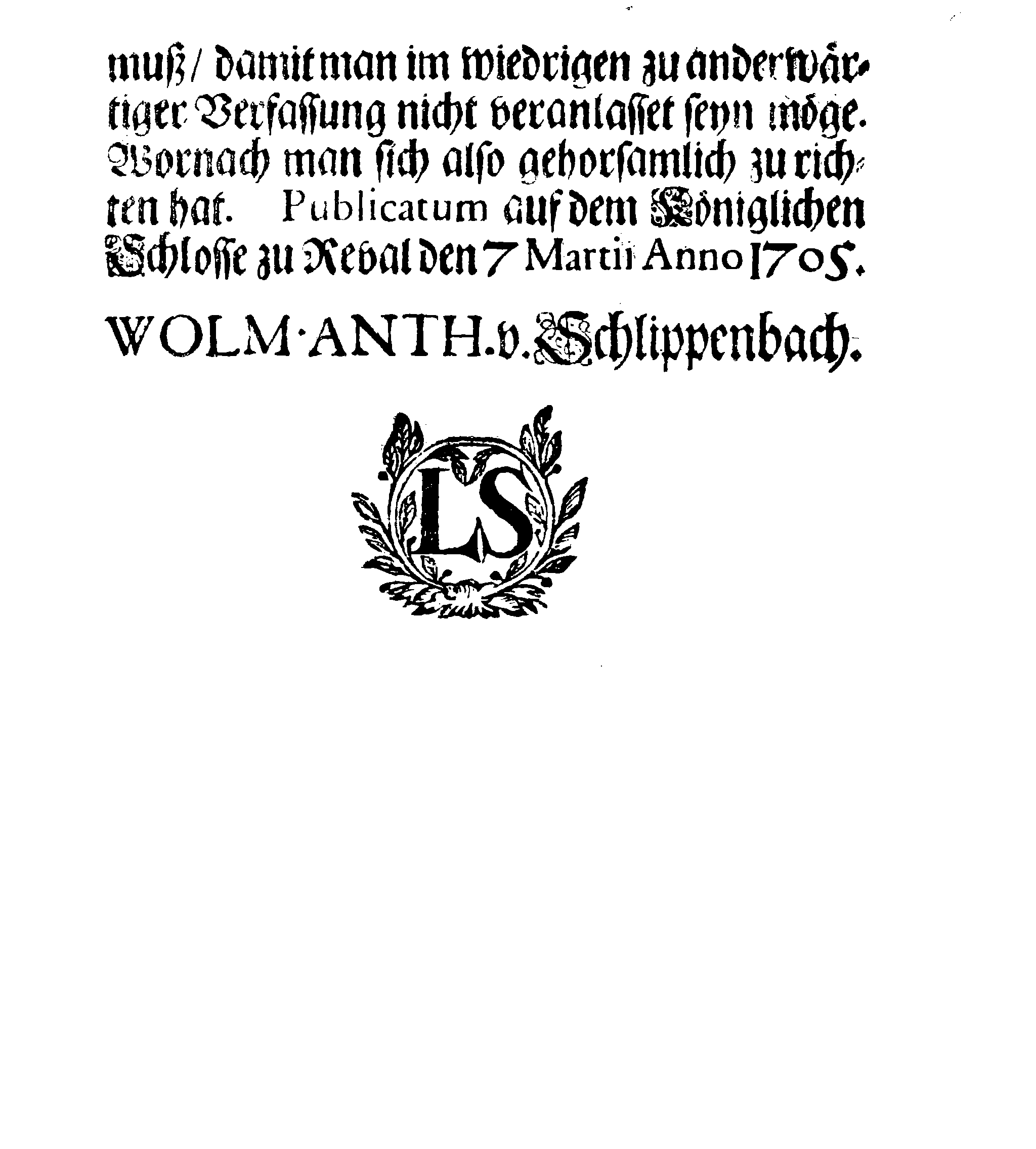 [Wolmar Anton von Schlippenbachi korraldus]