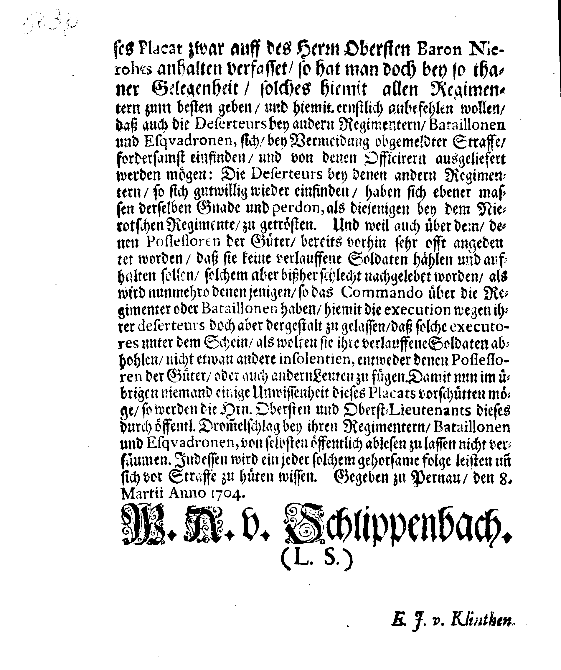 [Wolmar Anton von Schlippenbachi korraldus]