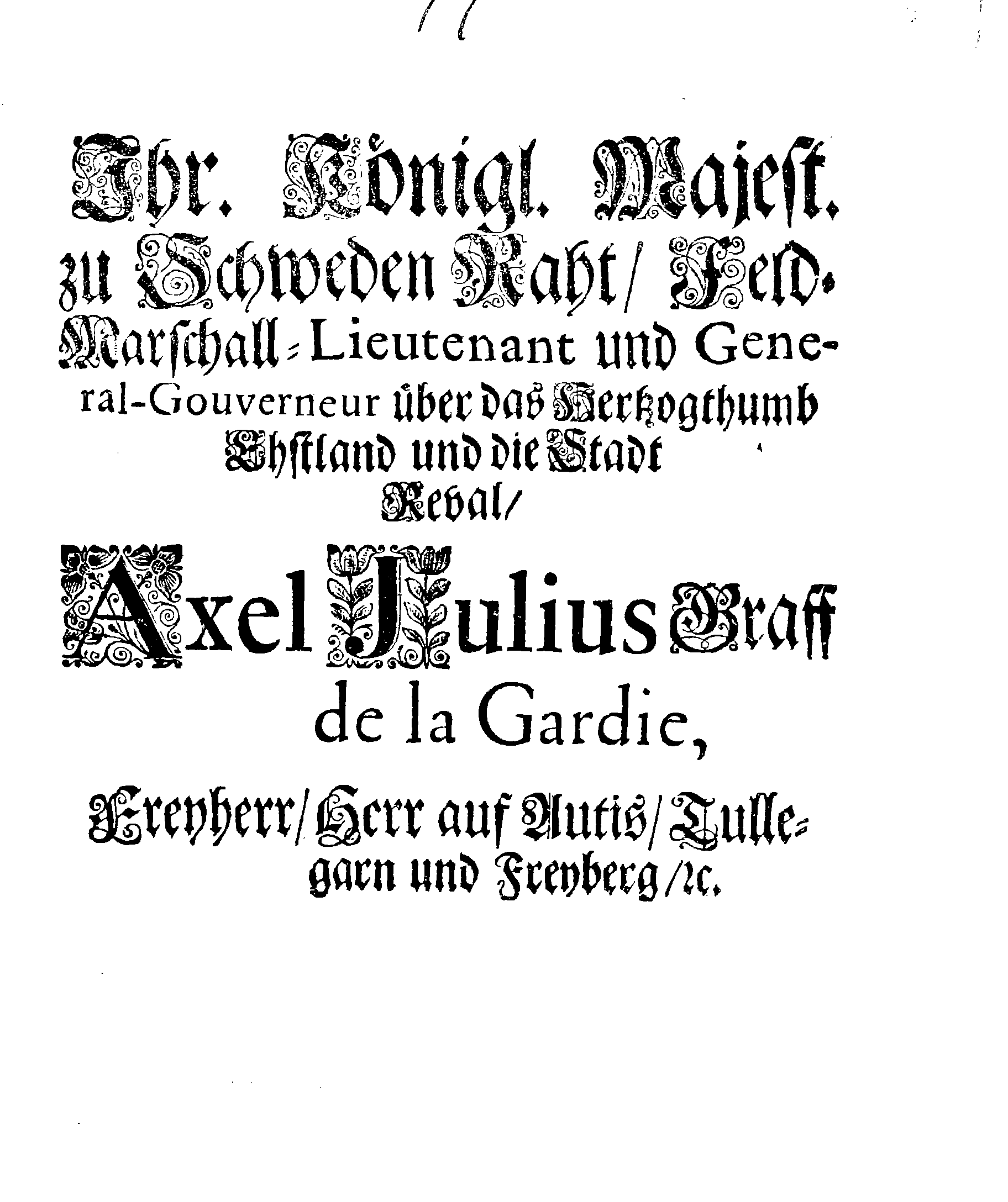 [Axel Julius De la Gardie korraldus]